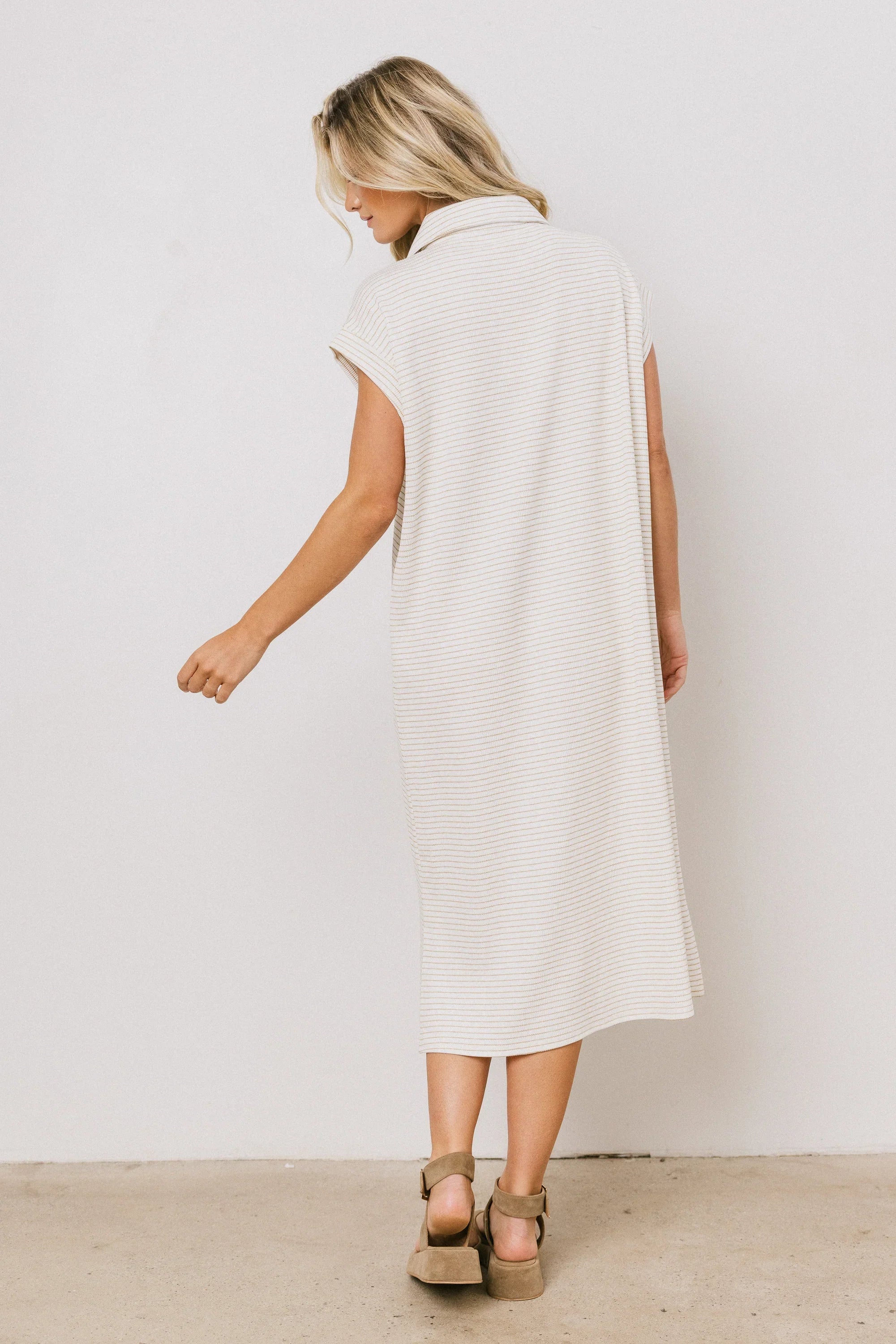 Elisa Striped Maxi Dress in Tan