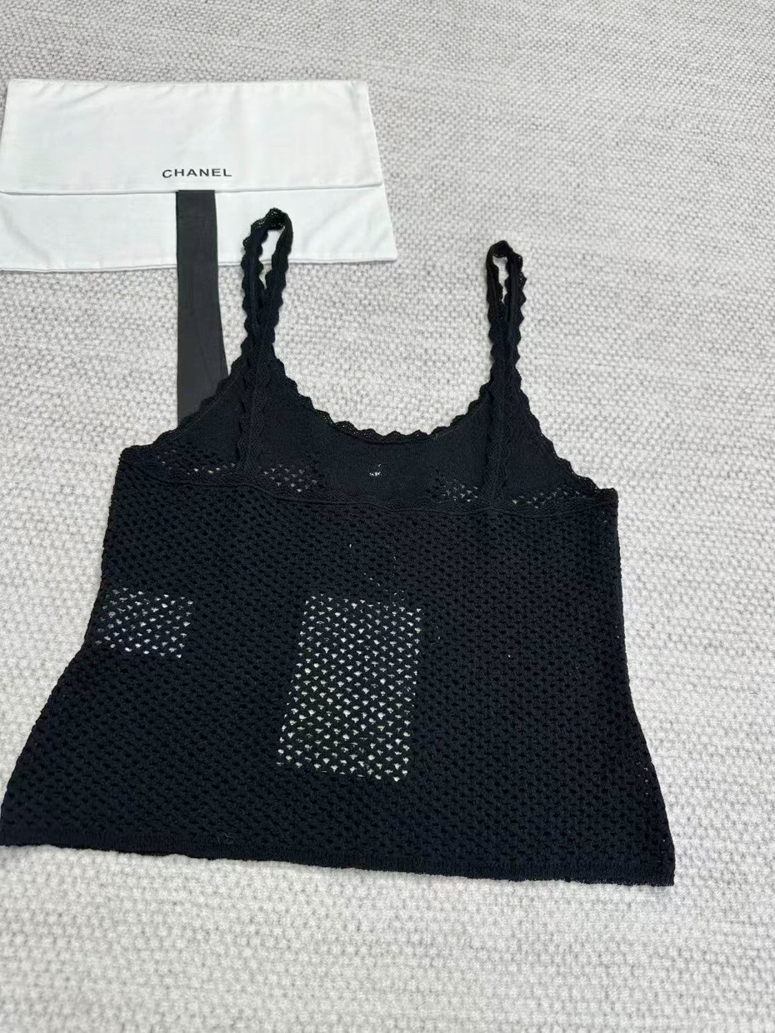 Chanel Women's Summer Fashion Casual Solid-Color Round Neck Breathable Lace Trim Tank Top Vest #78515