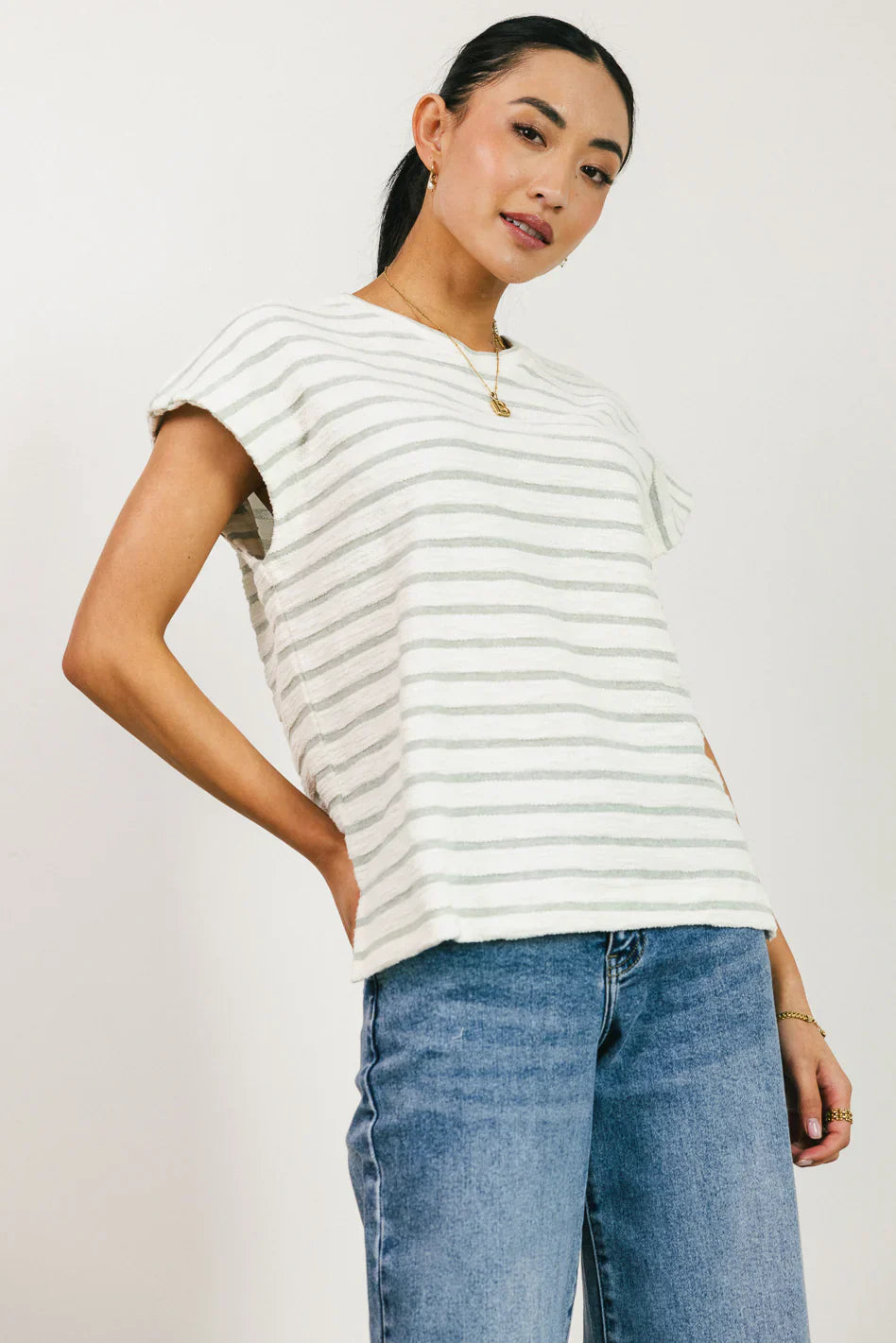 Jessie Striped Top in Sage