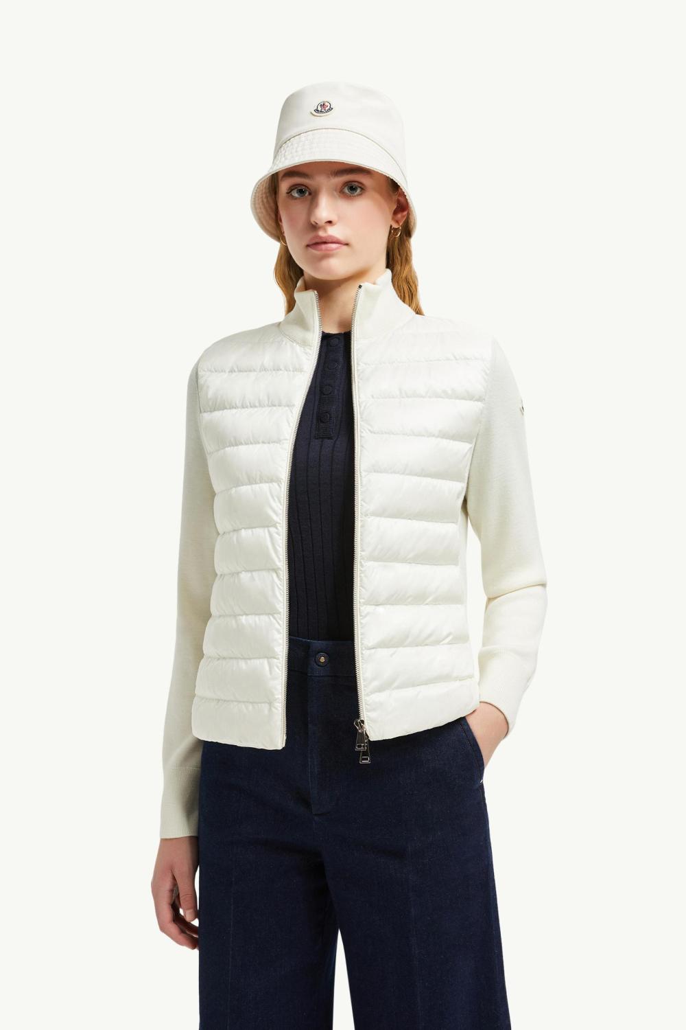 Moncler Cardigan Women's Ski Solid Color Snow Mountain Stand Collar Wool Goose Down Down Jacket#333081
