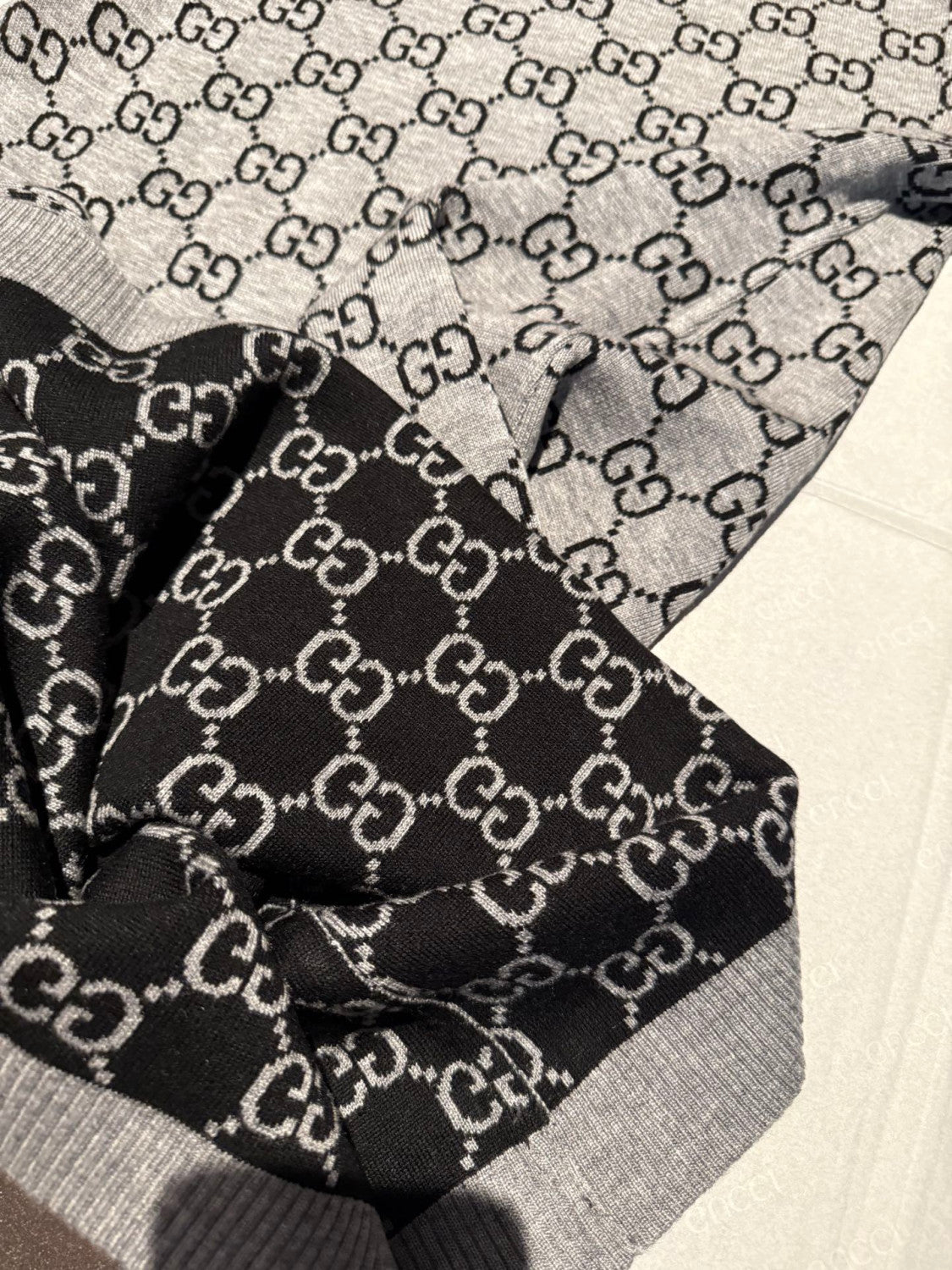 Gucci GG Wool Jacquard Polo Dress Grey Black #334214
