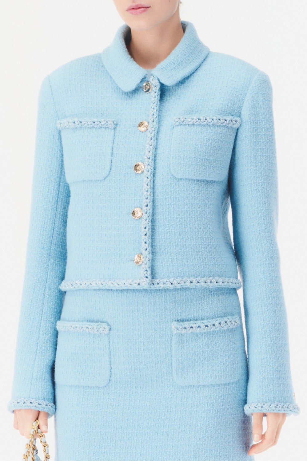 Chanel Women's Spring/Fall Wool Twill Single-Breasted Lapel Long-Sleeve Jacket Solid-Color Casual Skirt Suit Set Ngvp #2356