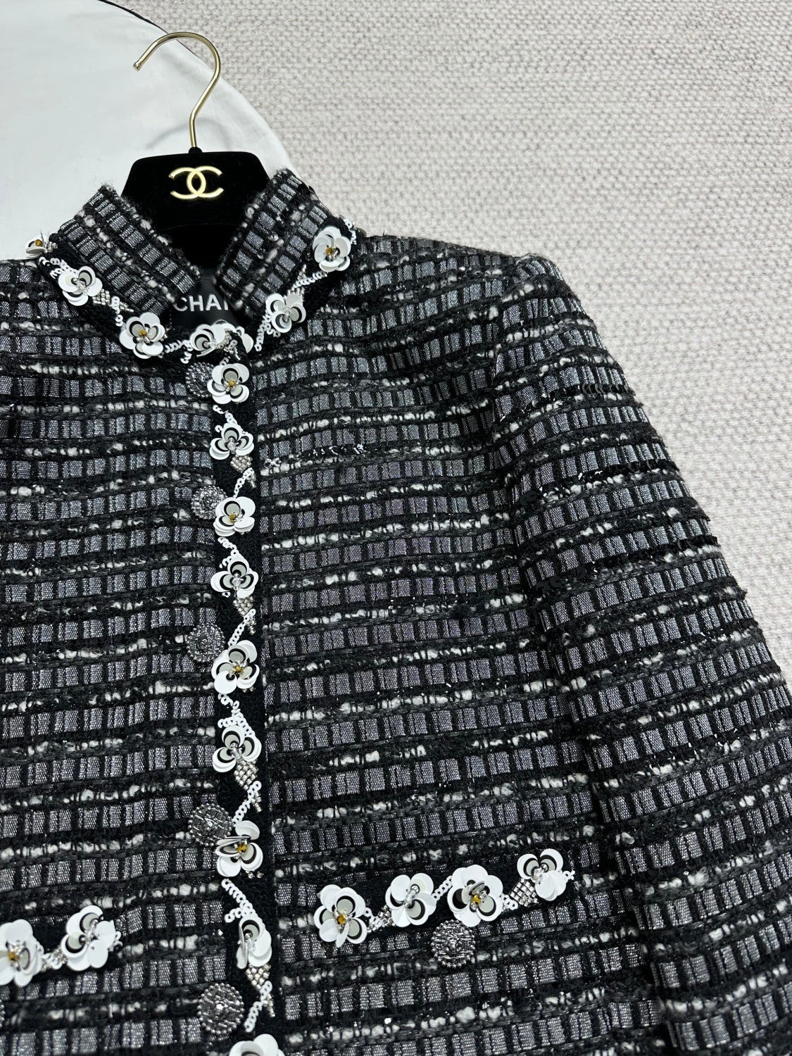 Chanel Women's Soft Tweed Sequined Flower Jacket #334955