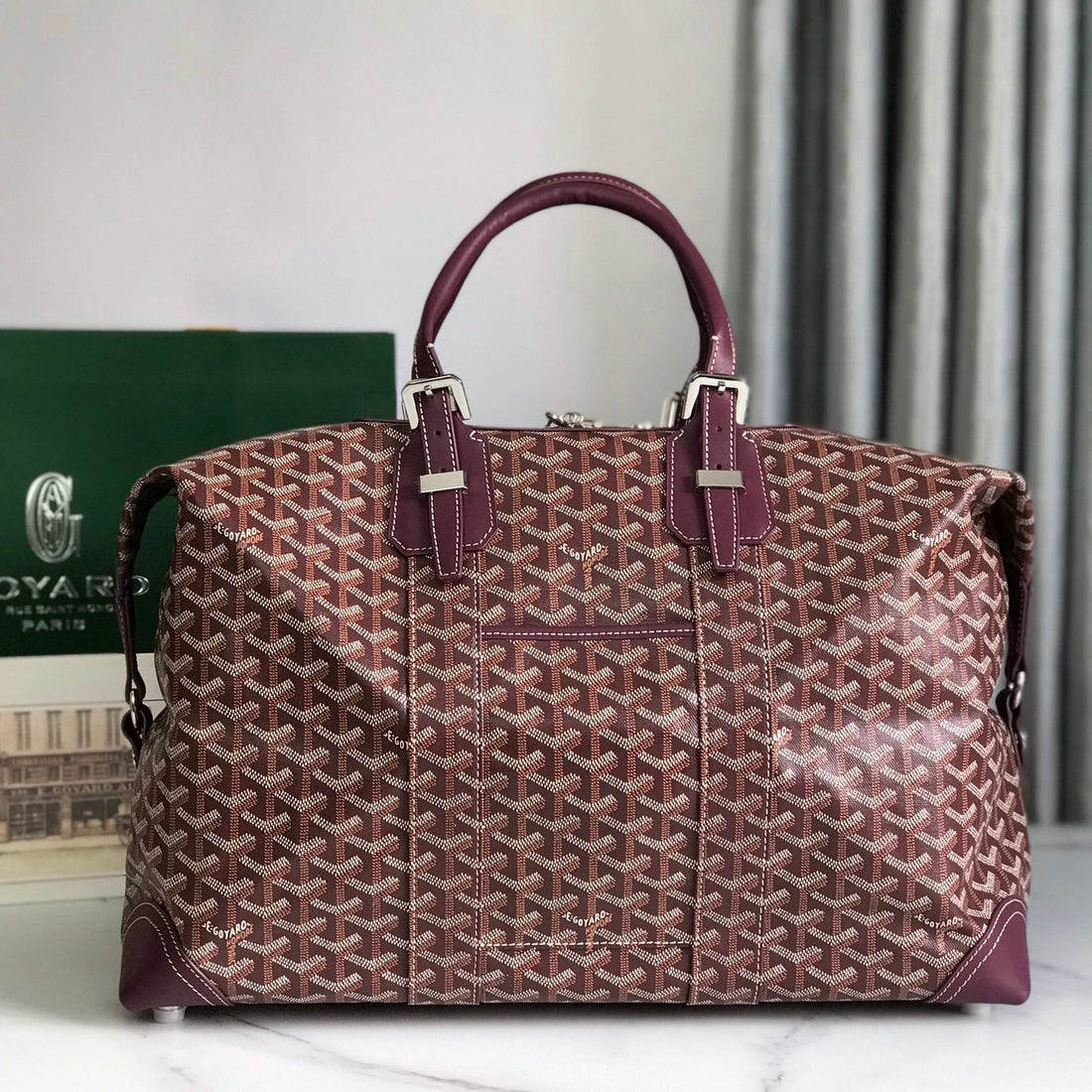 GOYARD Men's And Women's Old Flower Full Print Canvas Collocation Cowhide Shoulder Cross Handbag Travel Bag Bags #75471
