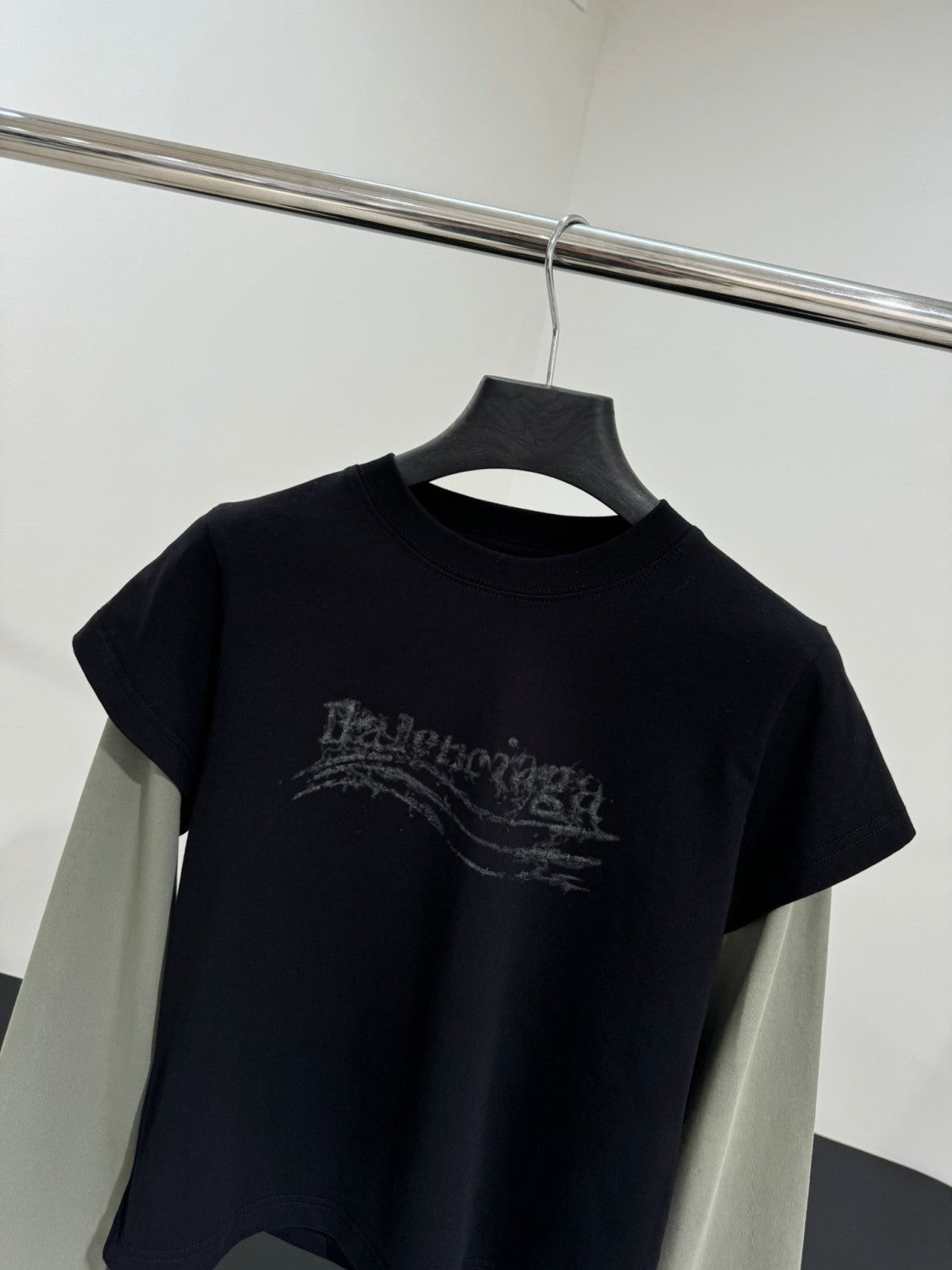 Balenciaga WASHED CRAYON POLITICAL Men's And Women's Spring/fall Casual Fashion Crewneck Pullover Retro Stretch Knit Fabric Slim Fit Short Sleeve T-shirt #79383