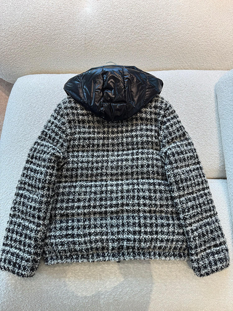Moncler Andronne Tweed Hooded Short Down Jacket #336204