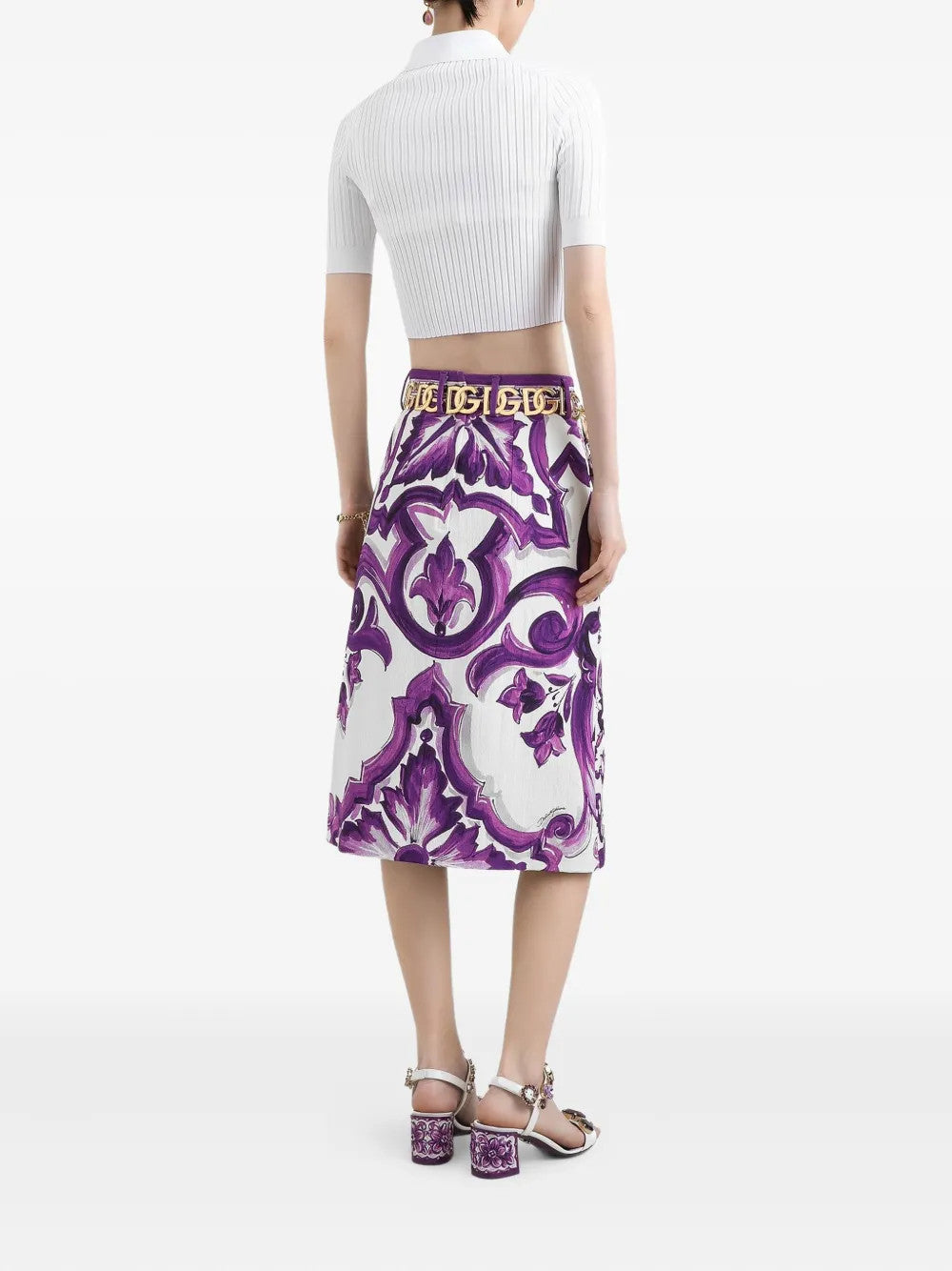 Dolce&Gabbana Women's High Street Summer Floral Print Zipper Fitted Casual Skirt #81492