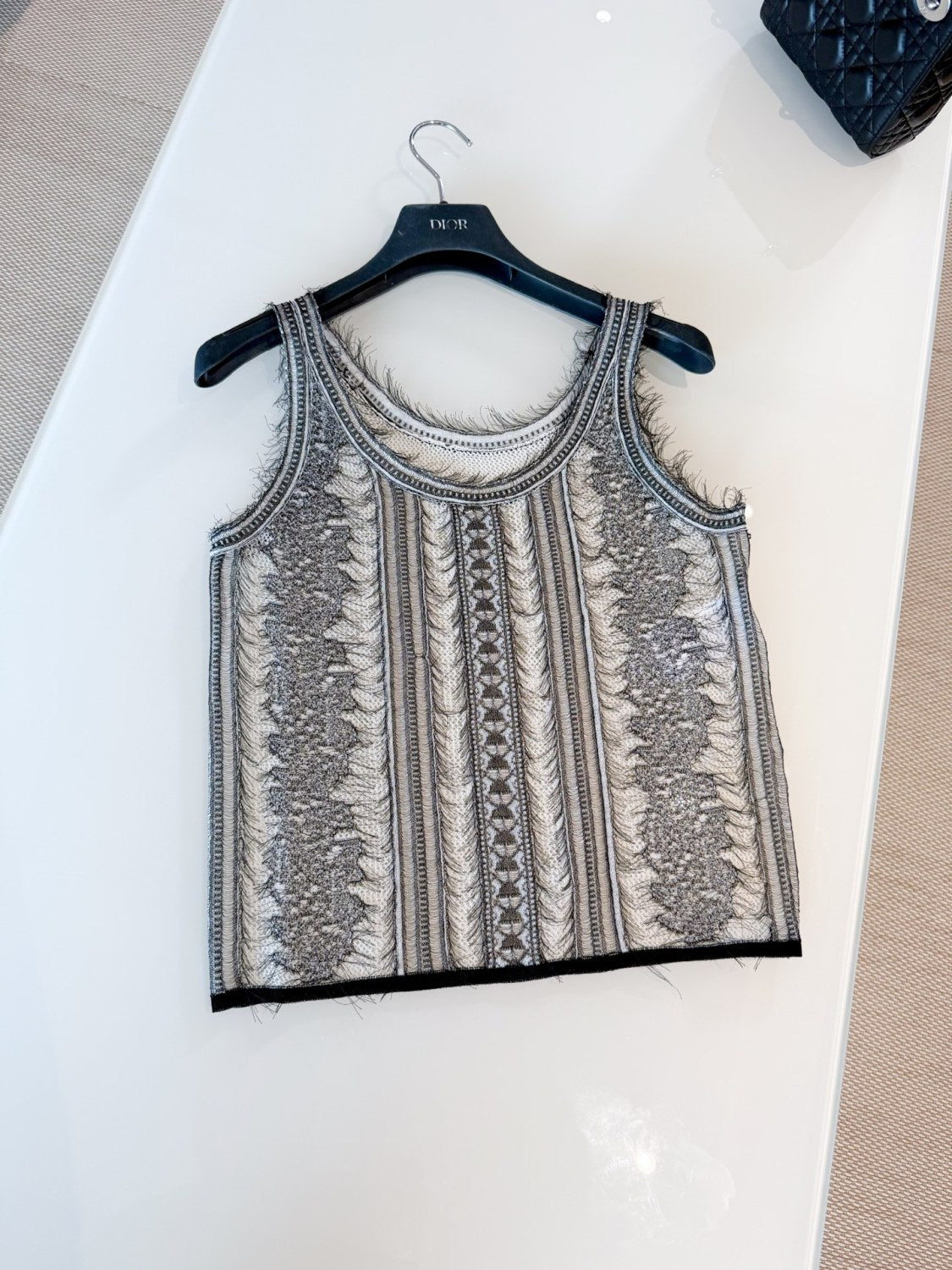 Dior Women's Summer Lace Knit Stretch Hollow-Out Solid Color Sleeveless Vest Ngvp #2397