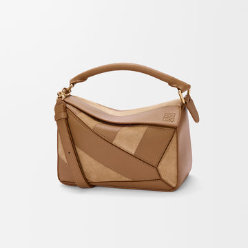 LOEWE Small Puzzle bag in classic calfskin suede Brown #335950