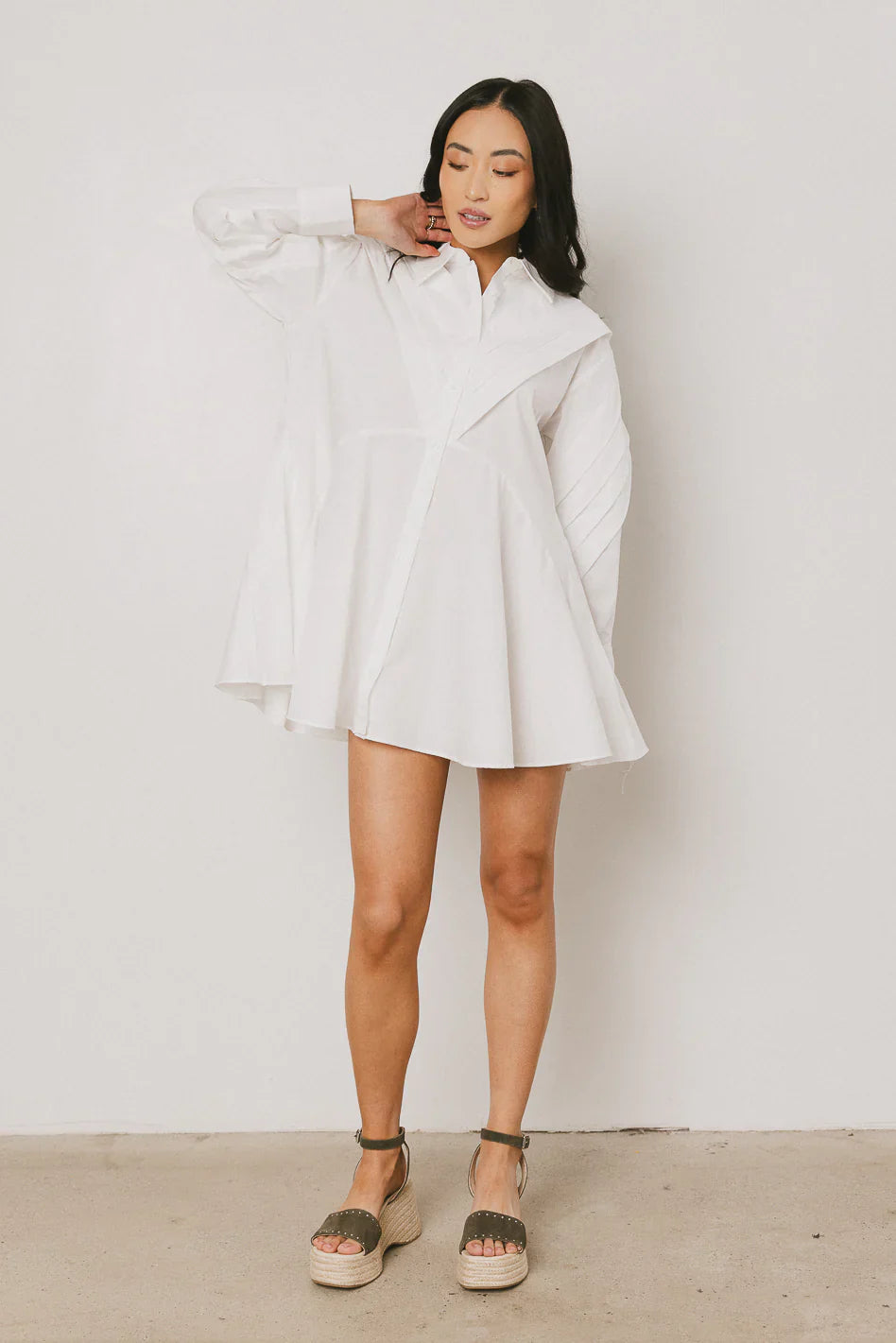 Juliet Collared Mini Dress in White