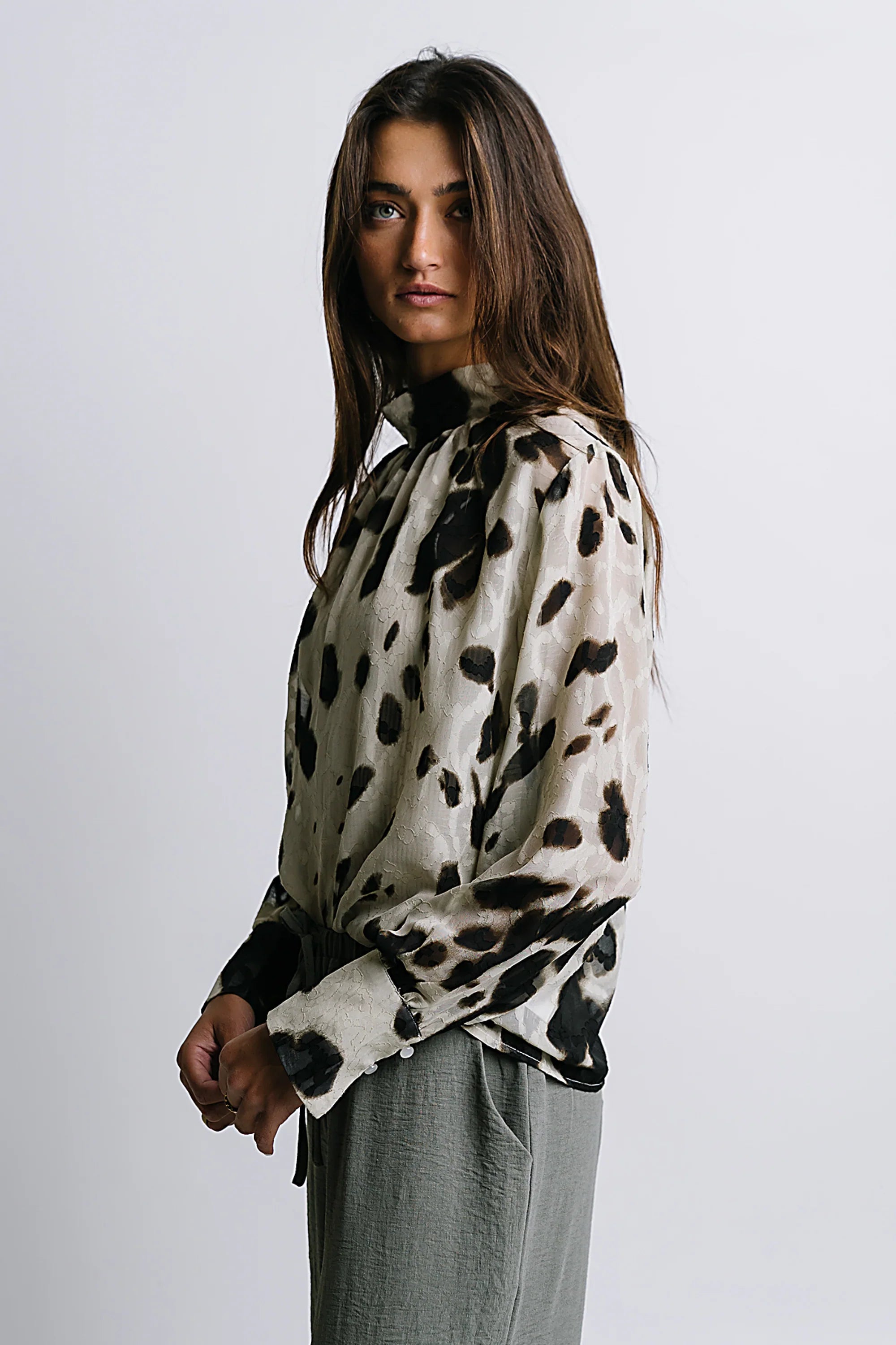 Camille Sheer Blouse in Ivory