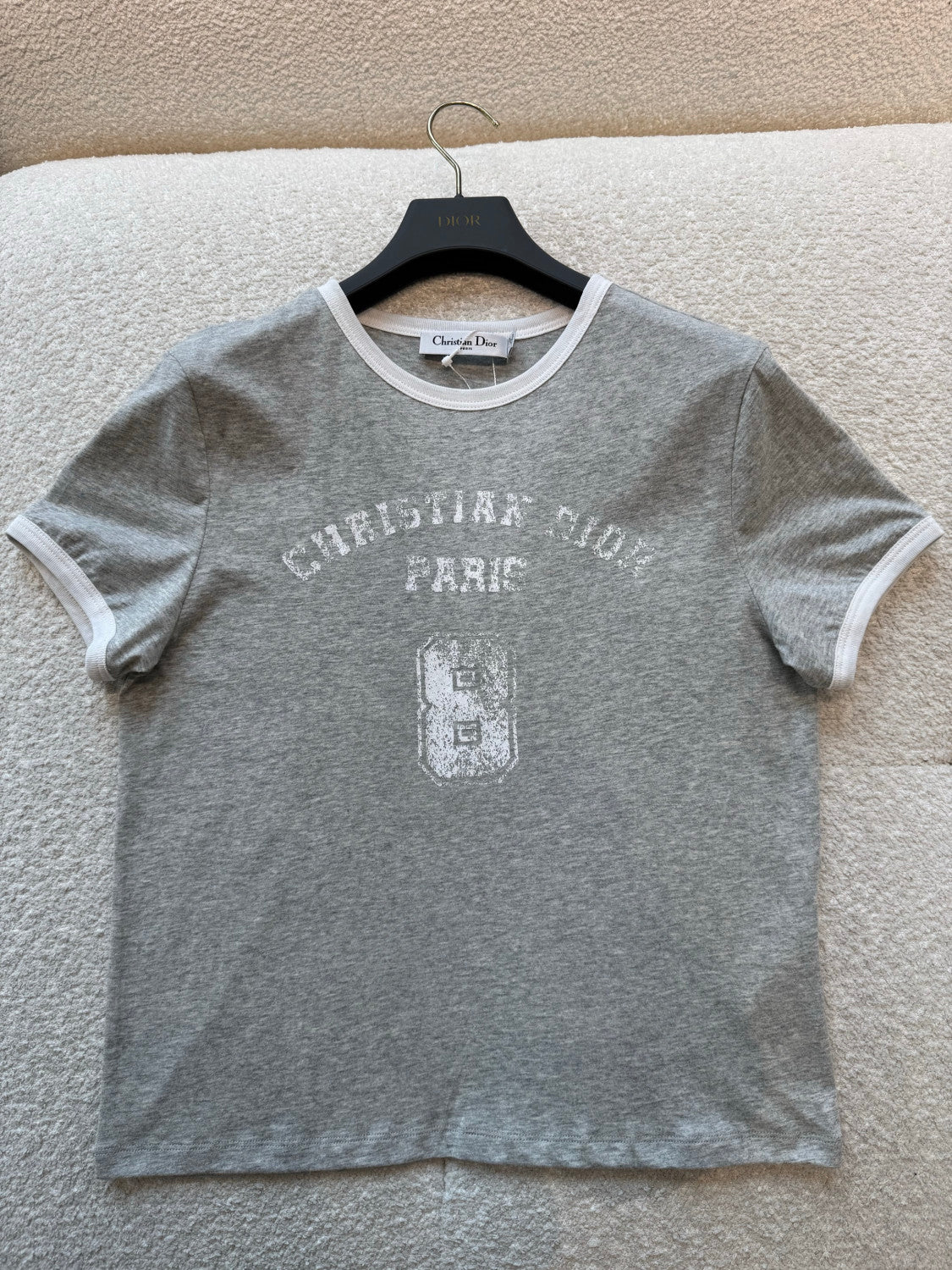 DIOR T-Shirt Gray and White Cotton Jersey #377461