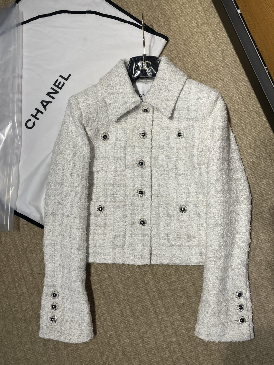 Chanel 25K Fall/Winter Tweed Long-sleeve Single breasted Jacket #333463