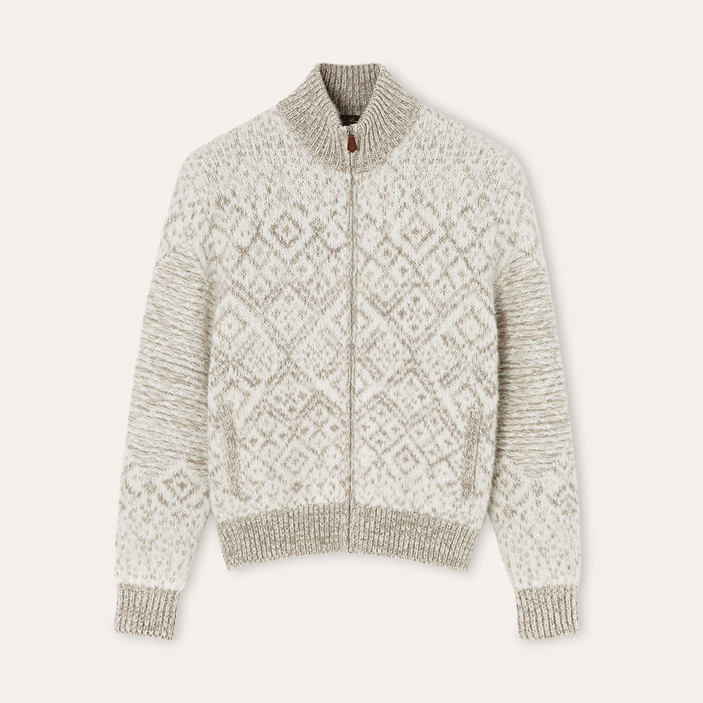 Loro Piana Paroo Bomber Sweater Cashmere White Beige#335464