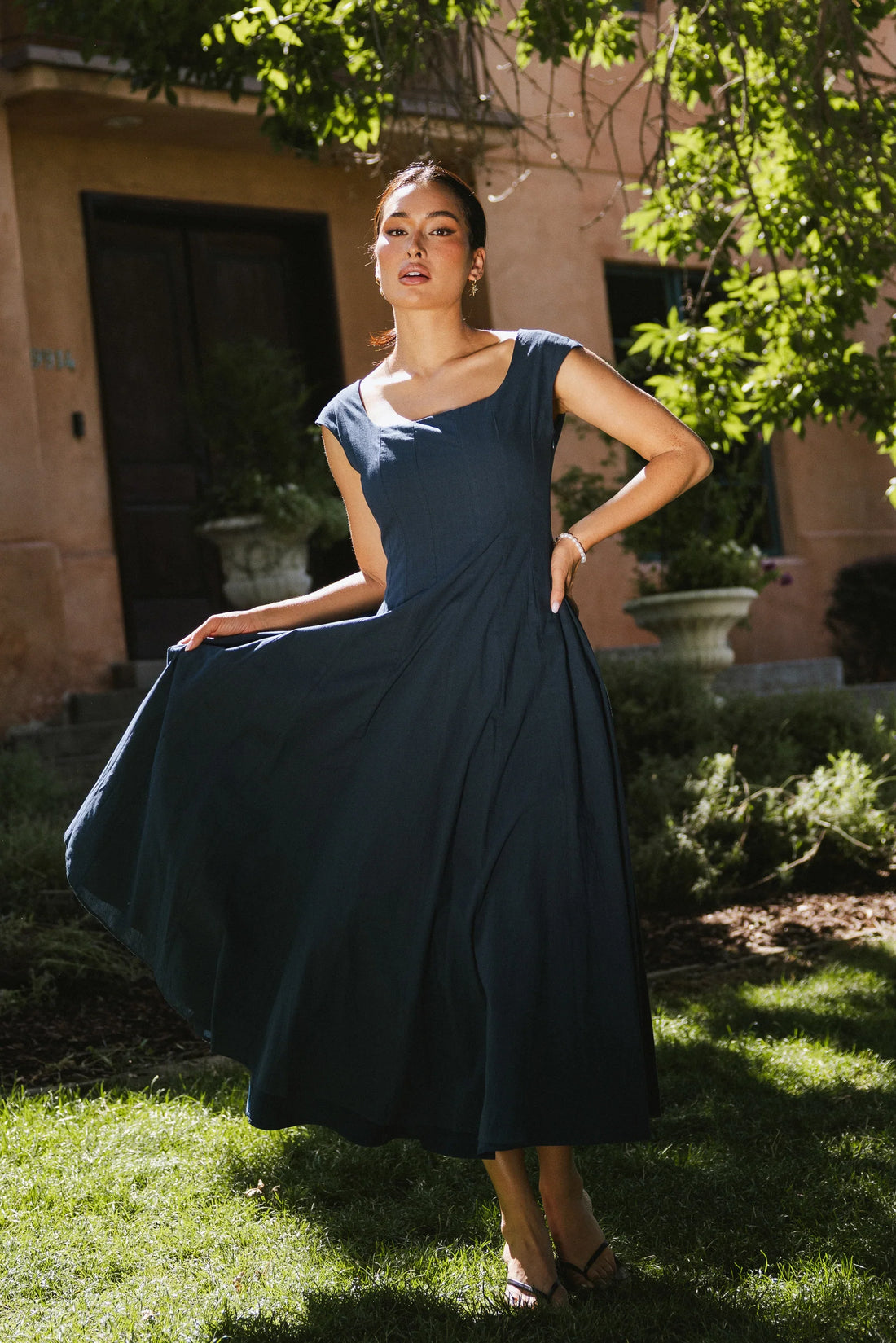 Colin Midi Dress in Navy