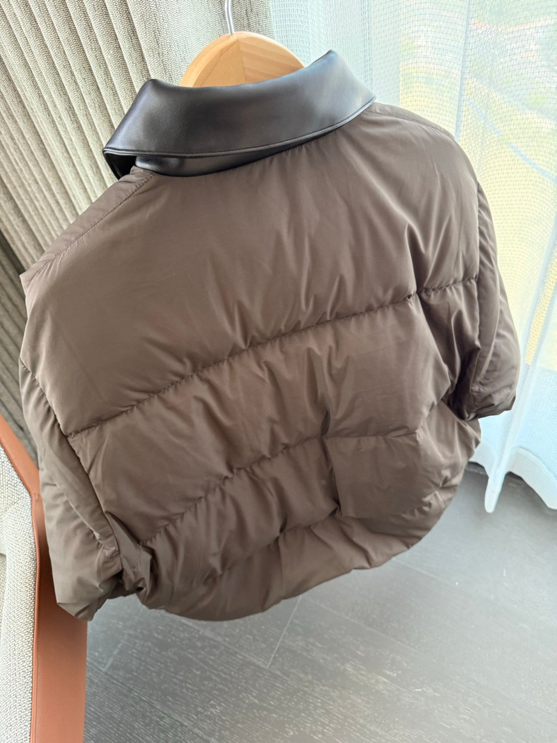 MiuMiu Ebony Technical Pong¨¦ Cropped Down Jacket  #335949