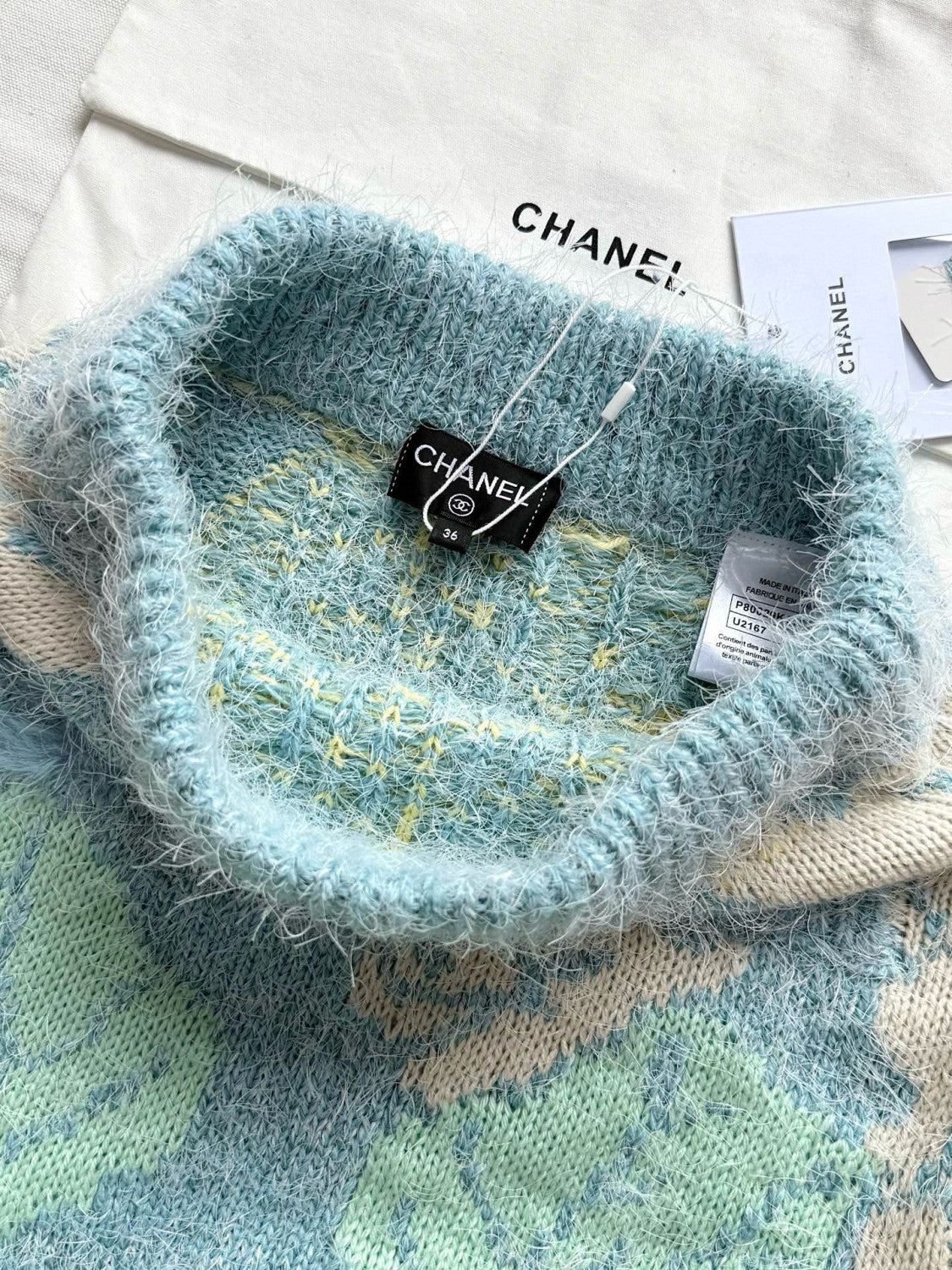 Chanel Women's Spring/Fall Fashion Classic Single Breasted High End Handmade Pure Wool Macaron Color Block Feather Floral Long Sleeved Cardigan Mid Length Casual Long Skirt Suit Set #78392