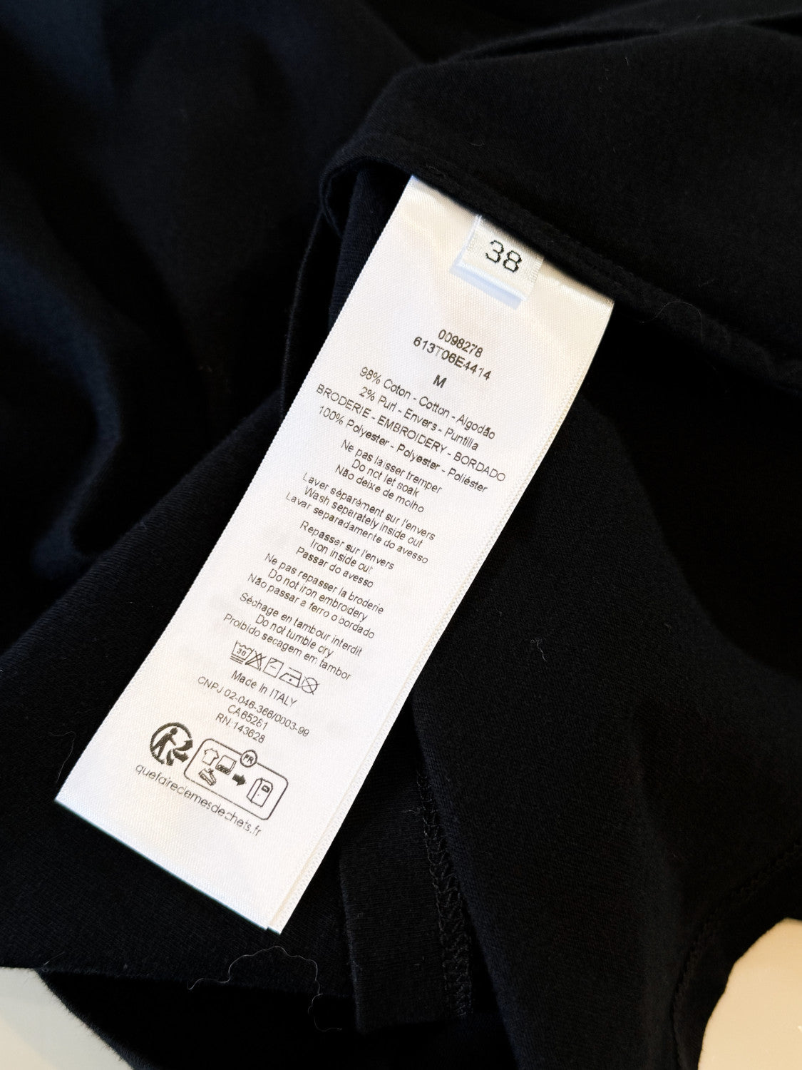 DIOR Embroidered T-Shirt Black and Gold-Tone Cotton Blend Jersey #336628