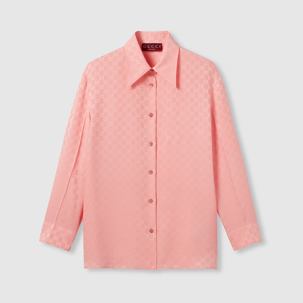 Gucci GG Silk Jacquard Shirt Pink #333632