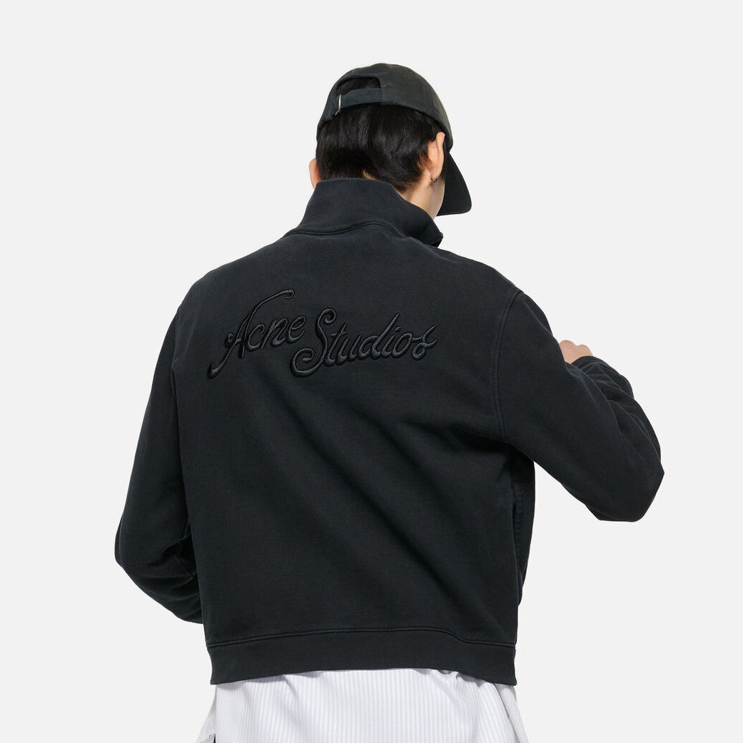 Acne Studios Women's And Men's Spring/fall Fashion Casual Solid Color Minimalist Logo Letter Embroidery Zipper Long Sleeve Sweatshirt Jacket #78317