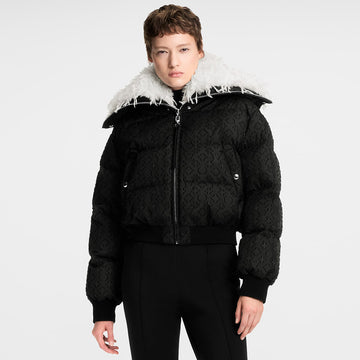 Louis Vuitton 25FW Monogram Dark Pattern Feather Collar Ski Jacket Loose Down Jacket