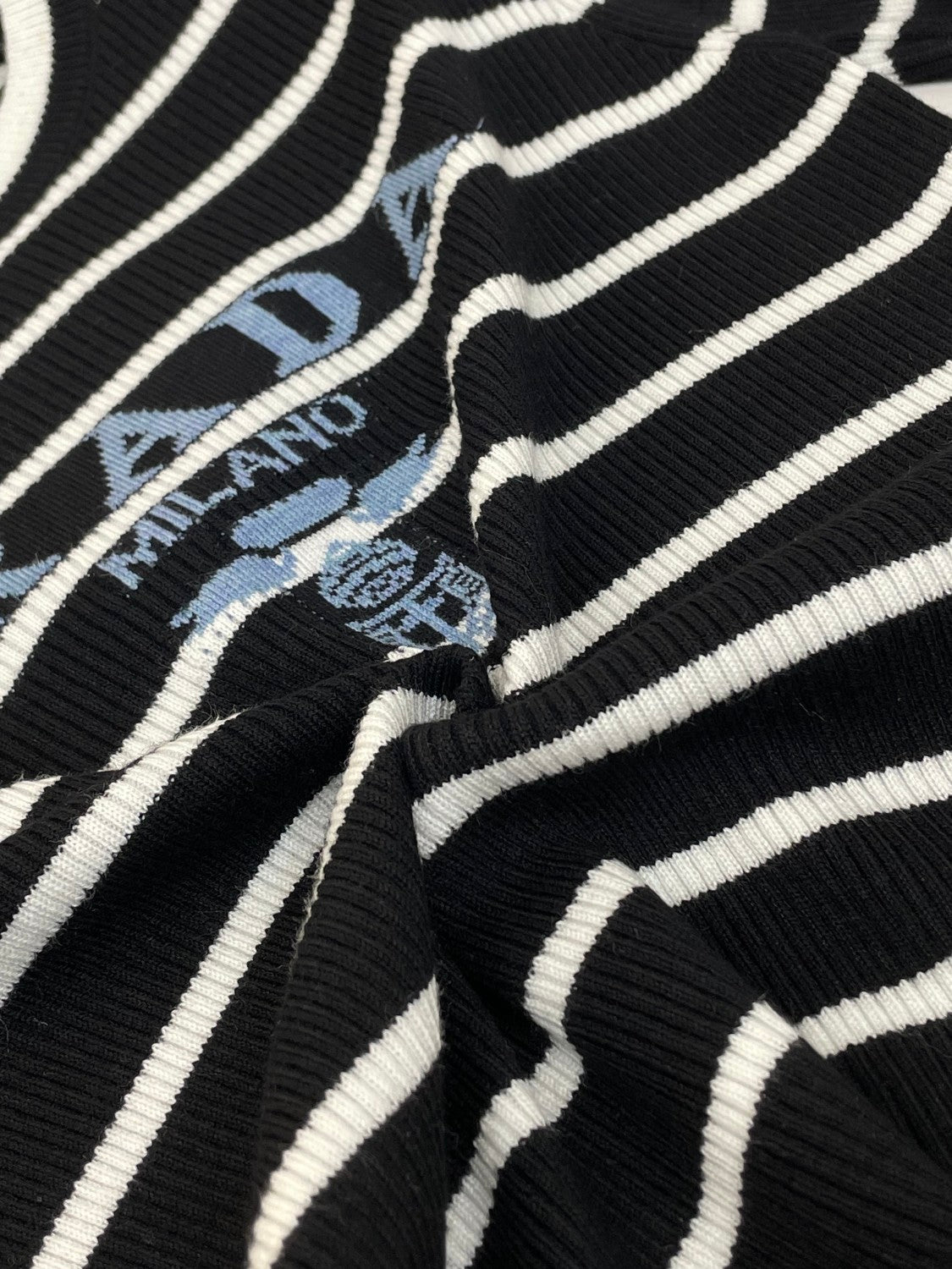 Prada Women's Autumn/Winter Fashion Casual Striped Color-Block Logo Letter Round Neck Wool Knit Sweater #78375