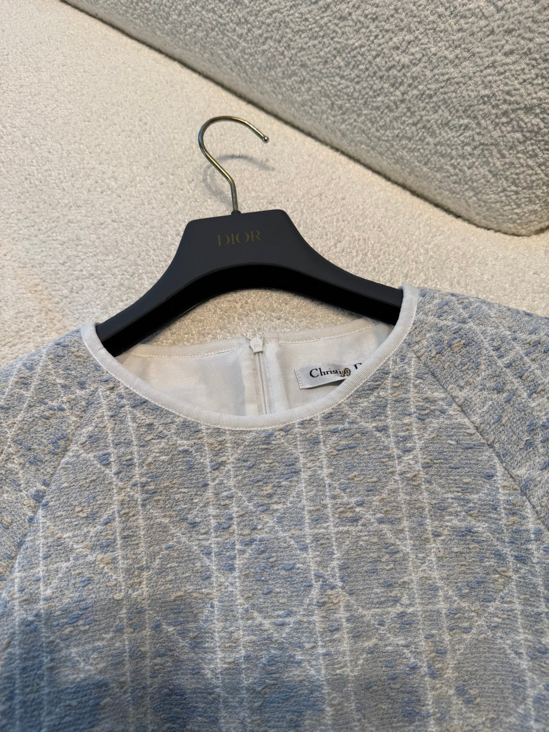 Dior ? Women's Spring/Summer Fashion Casual Round Neck Simple Elegant Rattan Check Short Sleeve Dress #79562