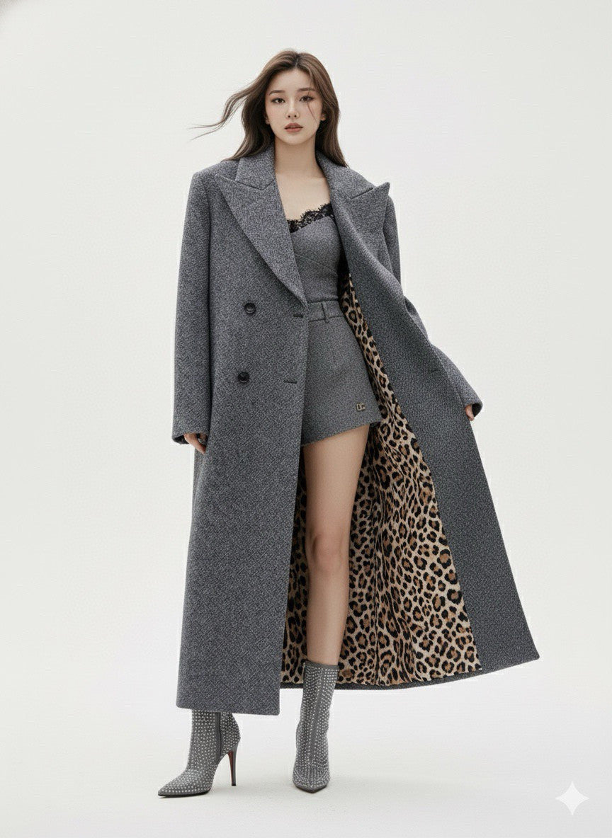 Dolce&Gabbana New Double-Breasted Long Coat Suit Shorts Suspenders #333268