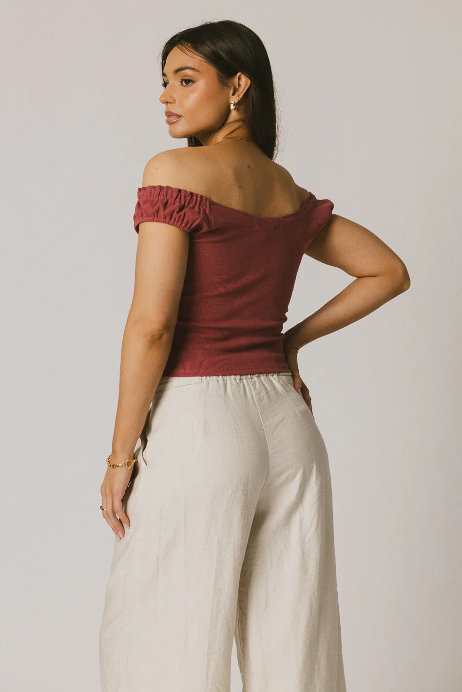 Ace Ribbed Top in Berry