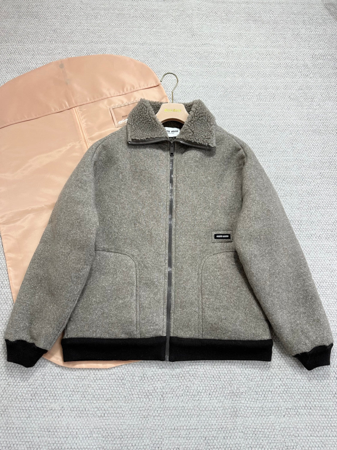 MiuMiu Cord Cotton Fleece Zipper Blouson Jacket #334098