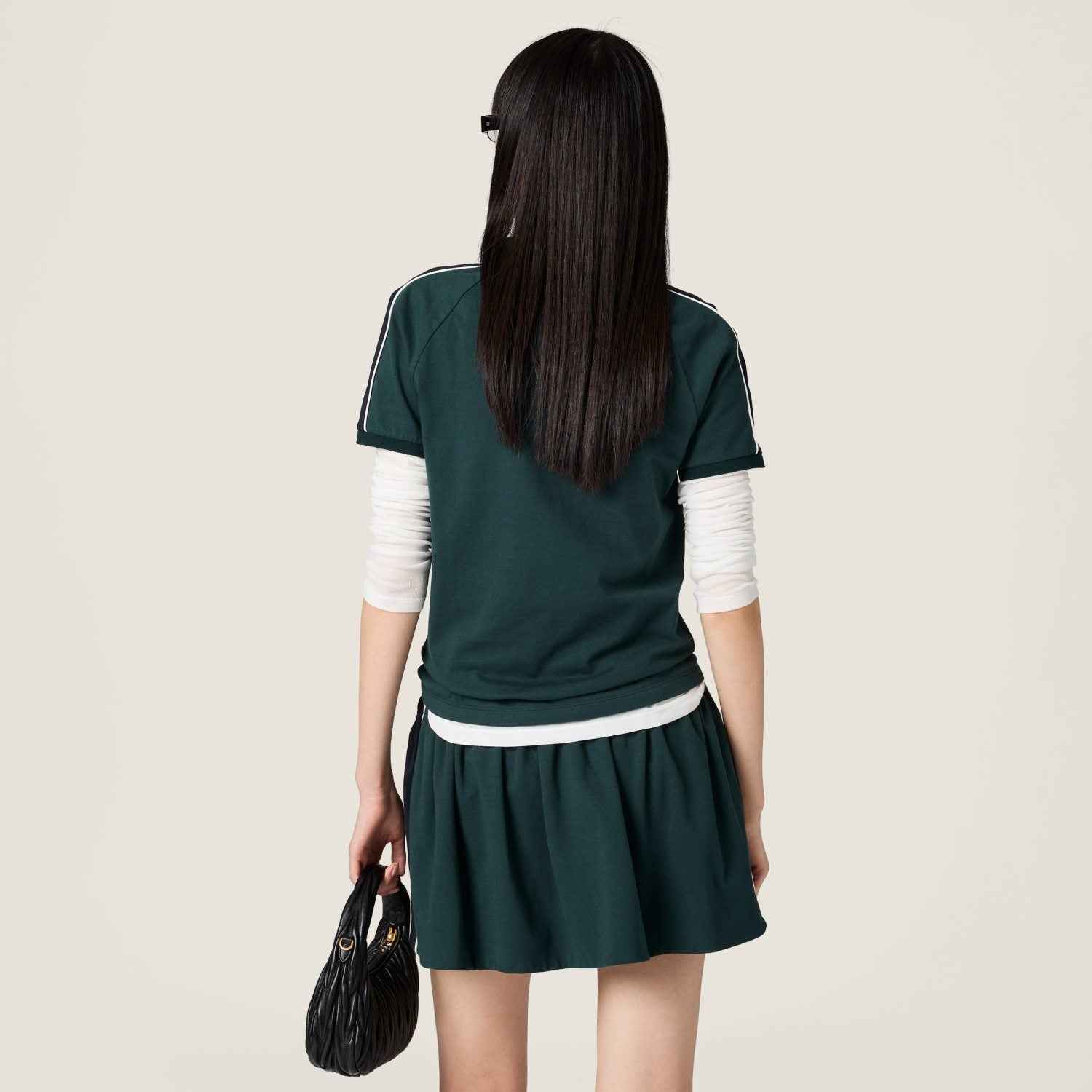 MiuMiu Bottle Green blue Cotton Jersey Polo Shirt #377064
