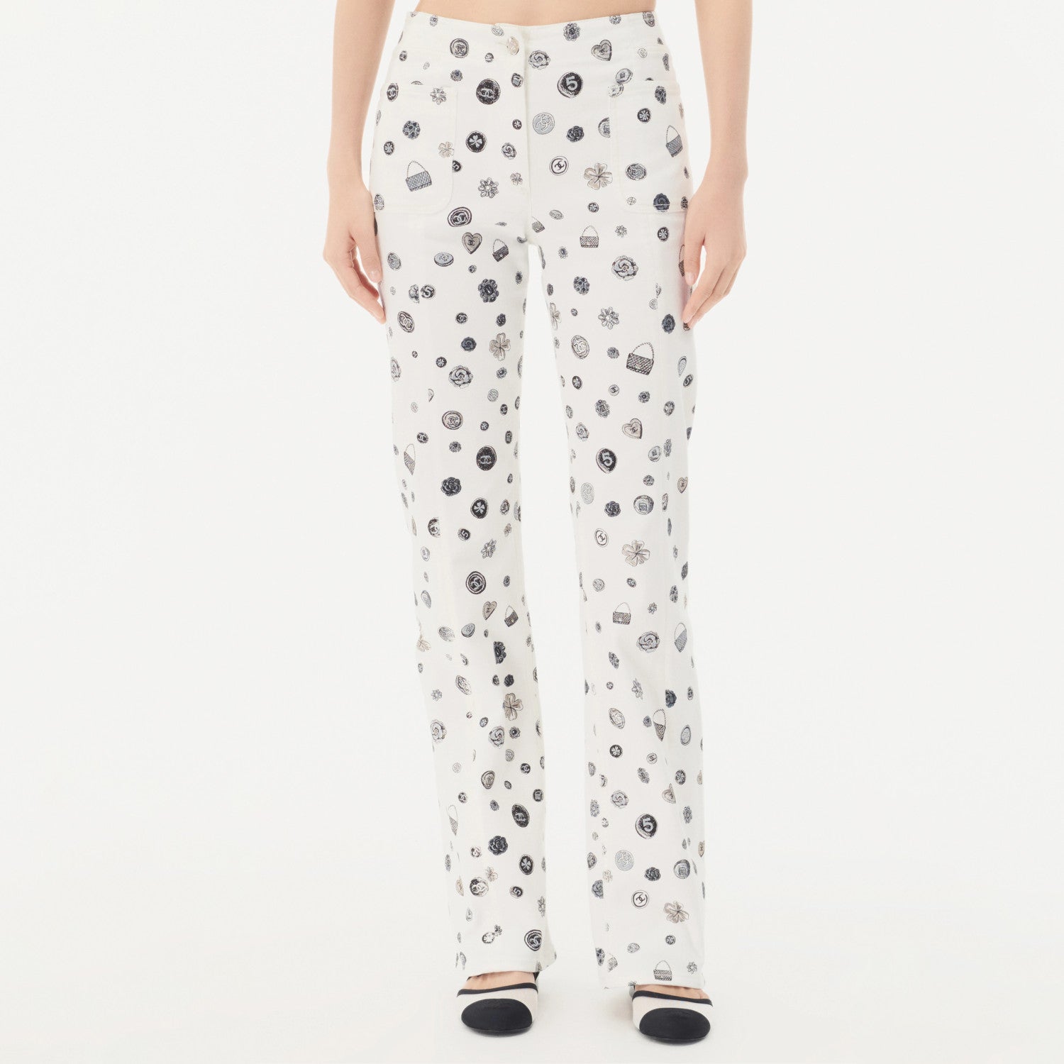 Chanel Women's Spring/Fall Fashion Casual Solid Color Classic Print Long Leg Denim Pants #78936
