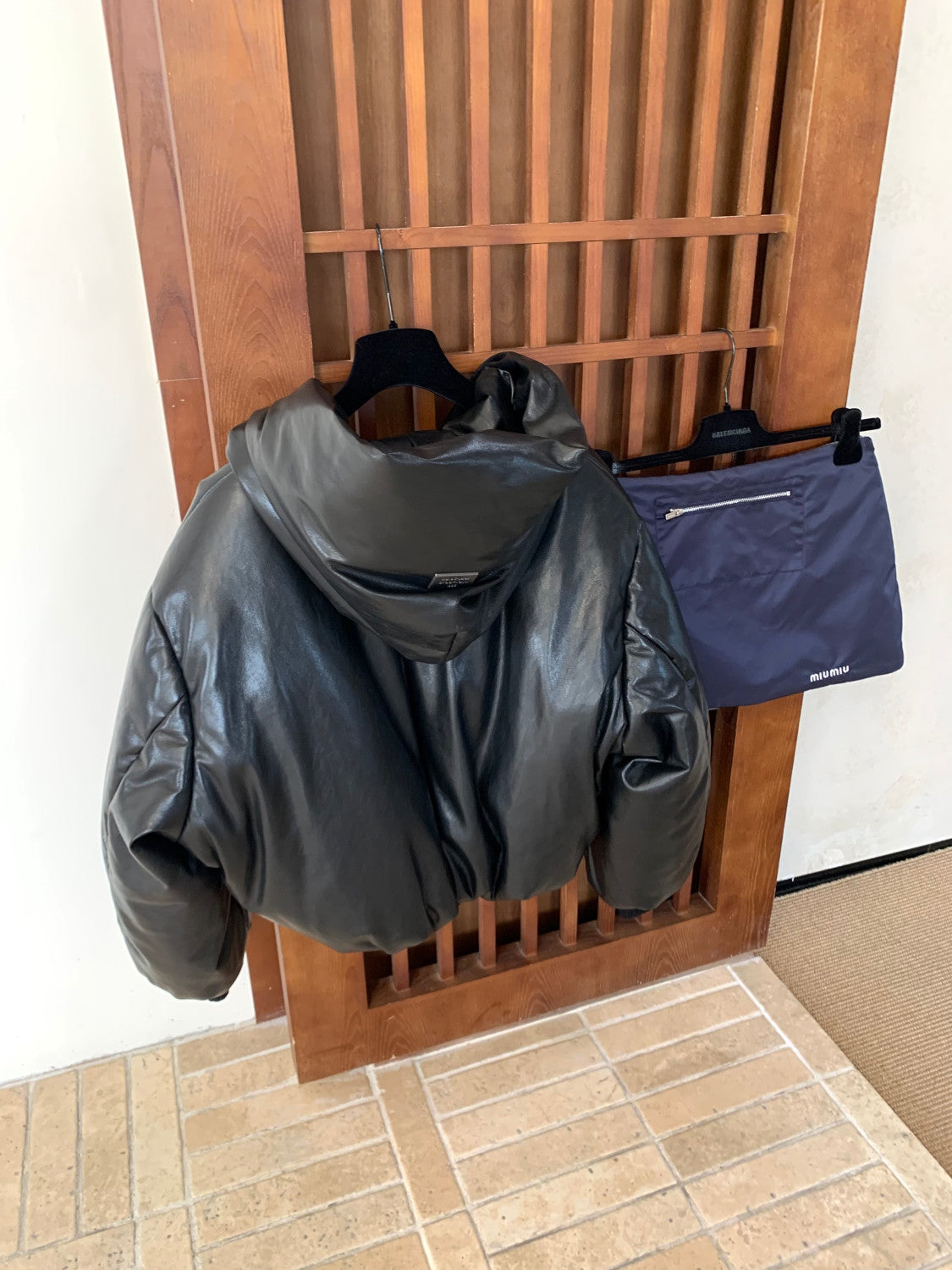 Acne Studios Hooded faux leather jacket #336625