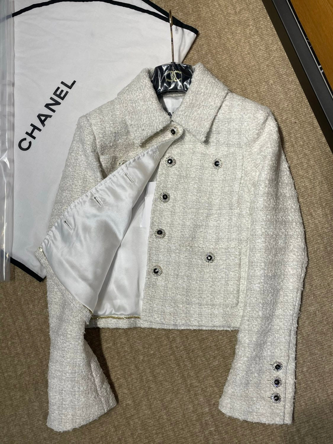 Chanel 25K Fall/Winter Tweed Long-sleeve Single breasted Jacket #333463