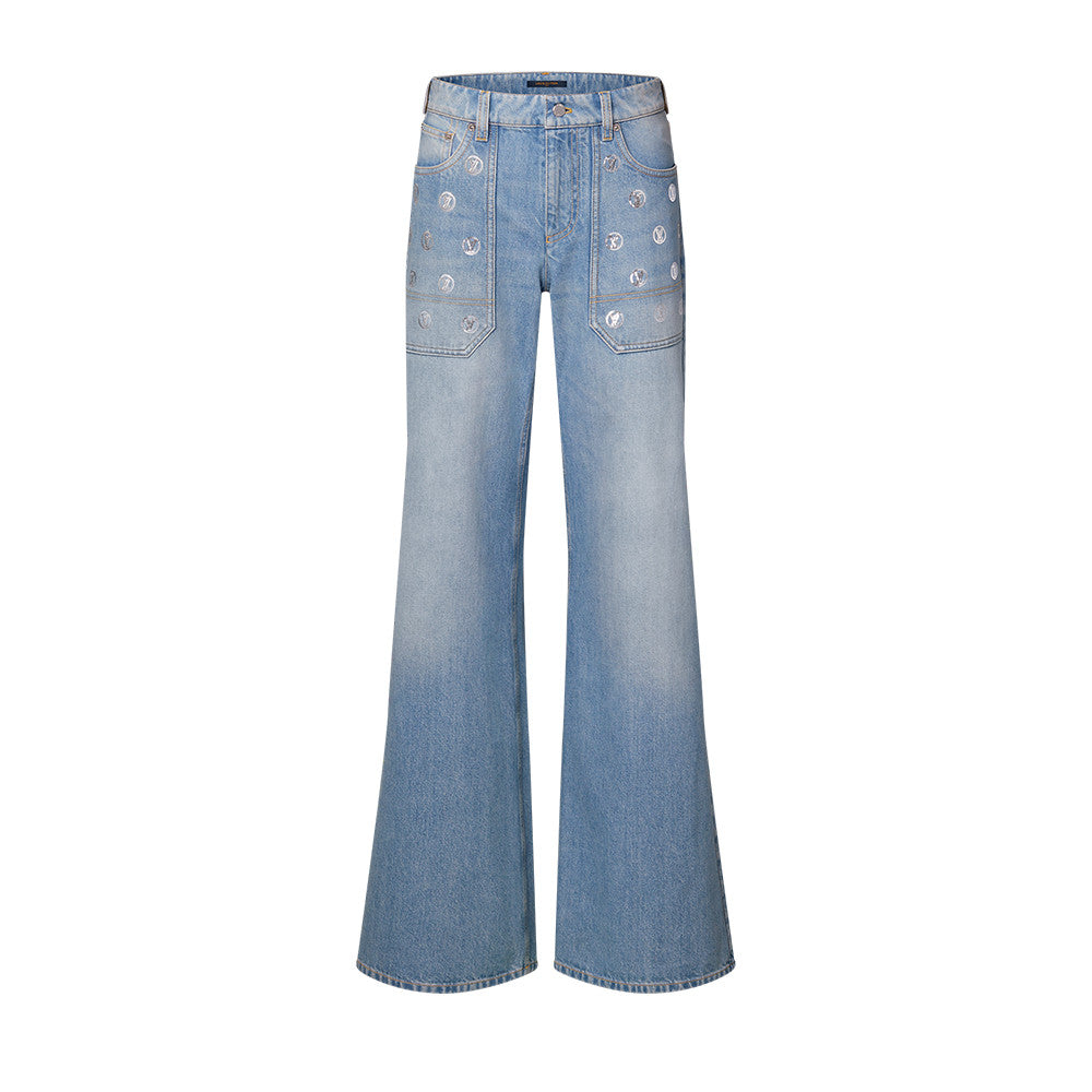 LOUIS VUITTON Signature Sequin Accent Flared Jeans #377460