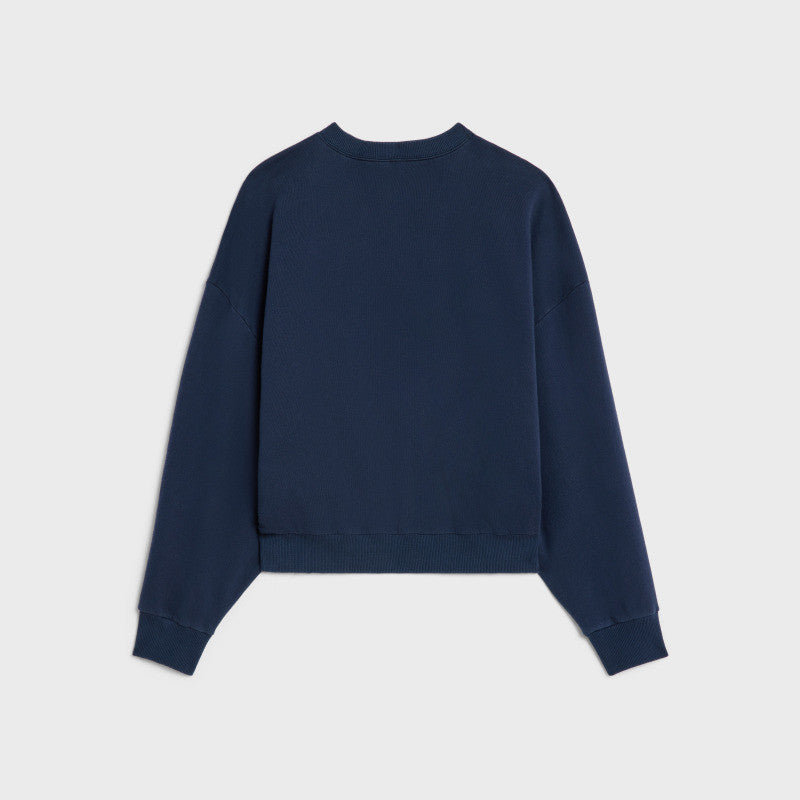 Celine Women's Fall/winter Fashion Casual Oversized Solid Color Crewneck Pullover Sweatshirt With Flocked Letter Print Sweatshirt #78457