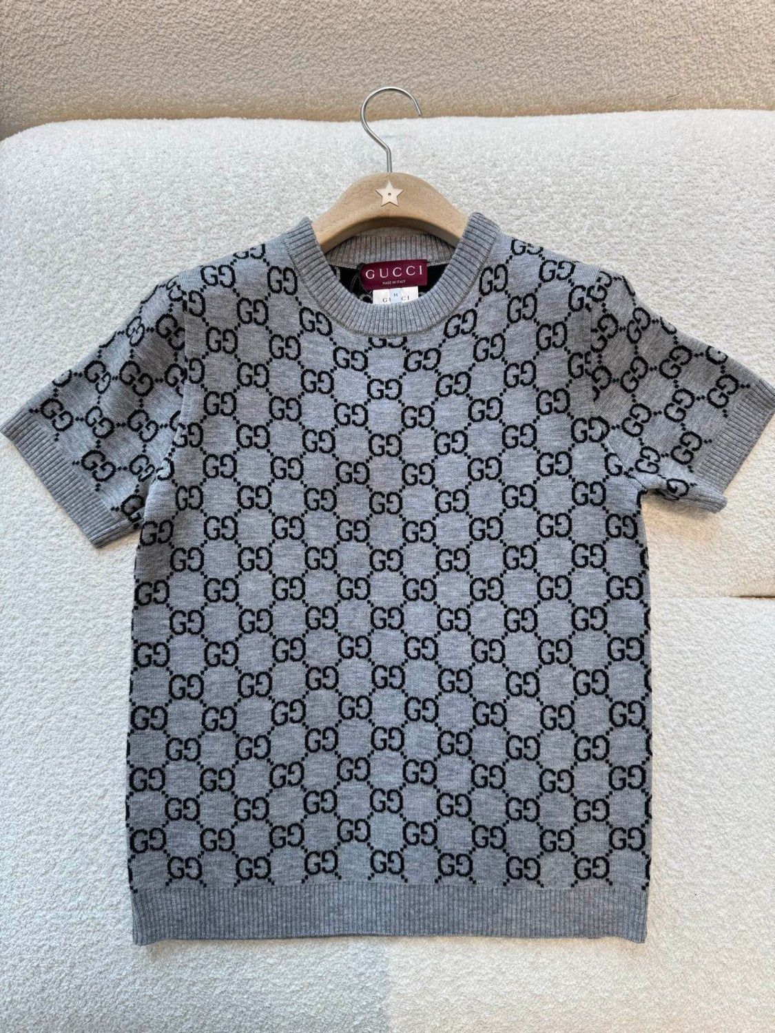 Gucci Gray And Black Reversible GG wool Jacquard Top Featuring Iconic GG Pattern #332622