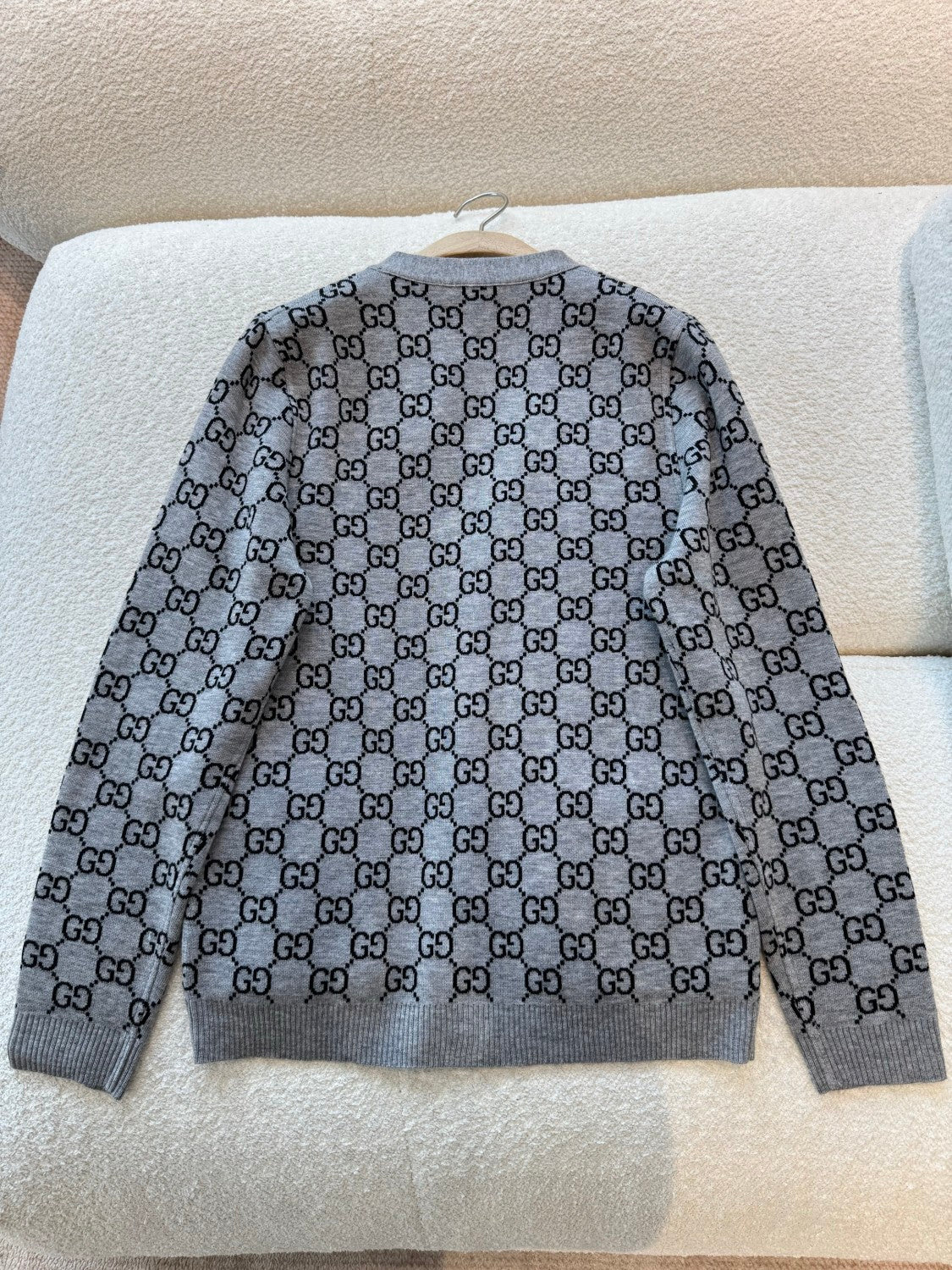 Gucci Men's and Women's Autumn/Winter Fashion Casual Double-Faced GG Jacquard Fine Wool Knit Cardigan #79486
