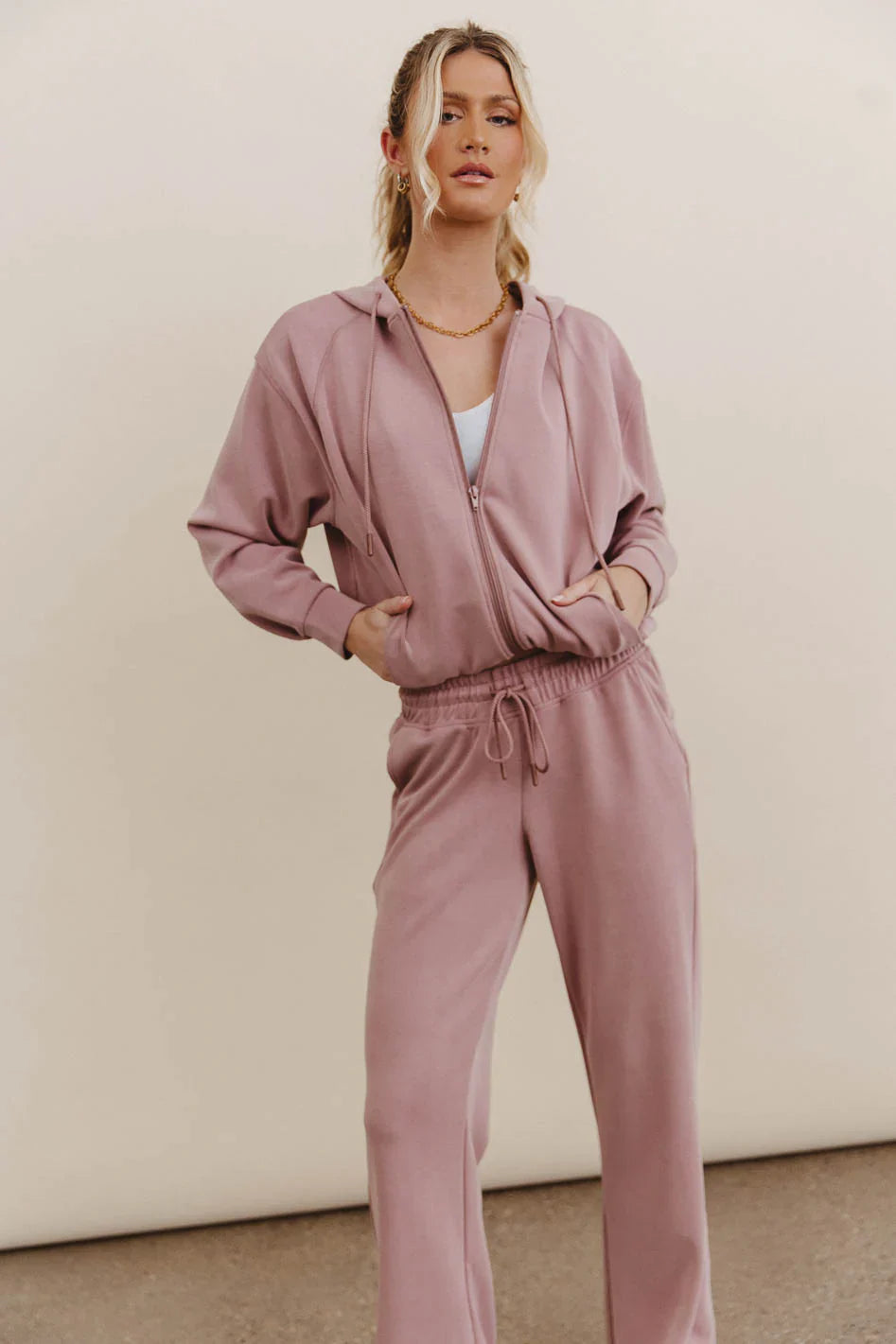Balance Zip Up Hoodie in Mauve