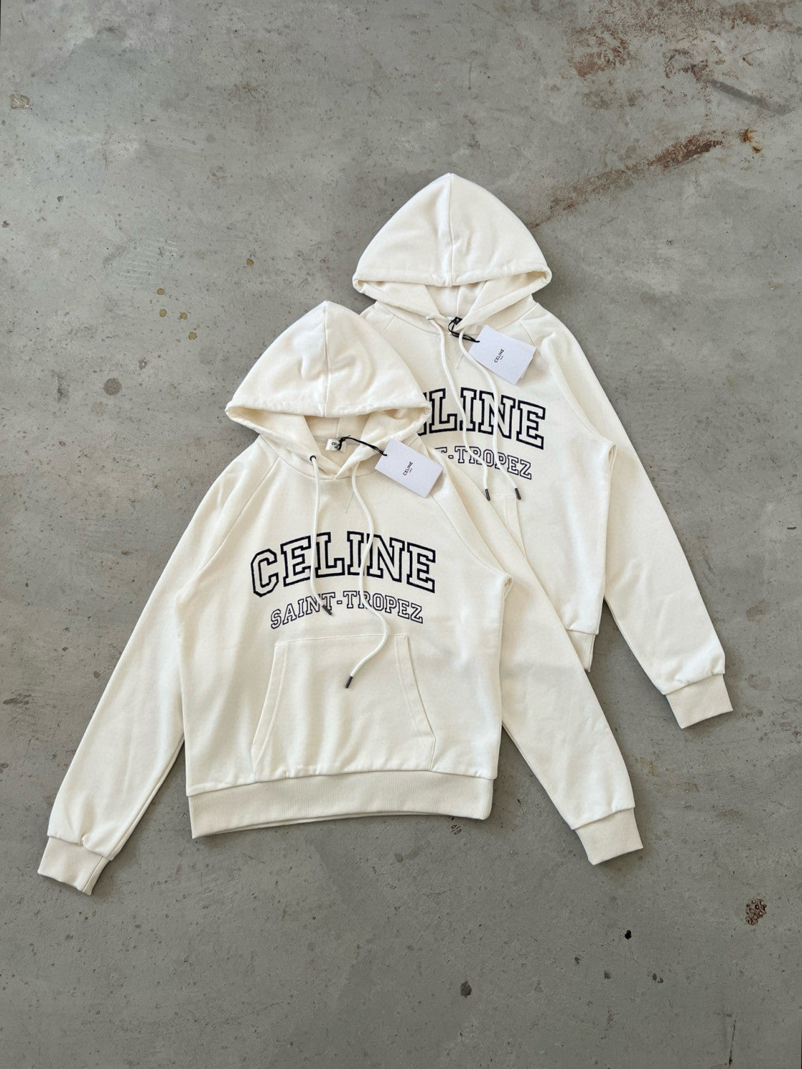 Celine Men's And Women's Spring/fall Fashion Casual Solid Color Hooded Pullover Logo Print Oversized Long Sleeve Sweatshirt #79532