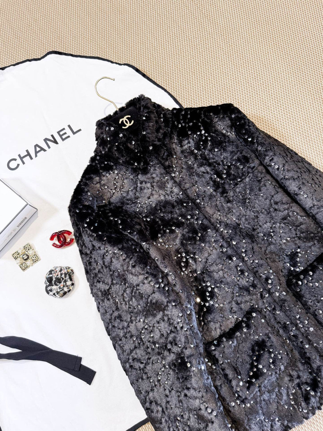 Chanel Jacket Mixed Fibers Sequins Black #334700