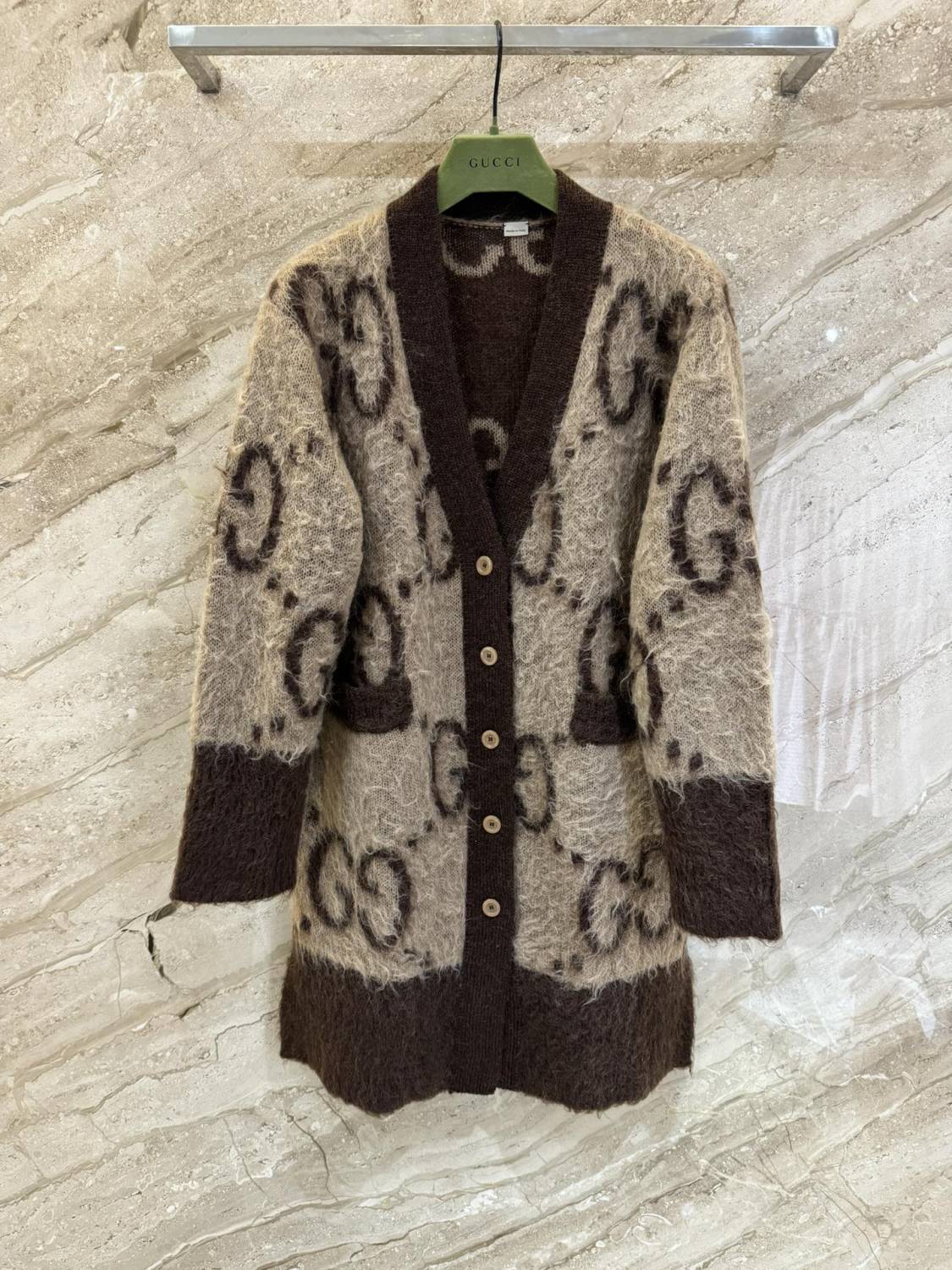 Gucci Women's Fall And Winter Curry Double-sided Single-breasted Gg Knitted Cardigan Luxury Fashion Exquisite Trend Casual Jacket #81623