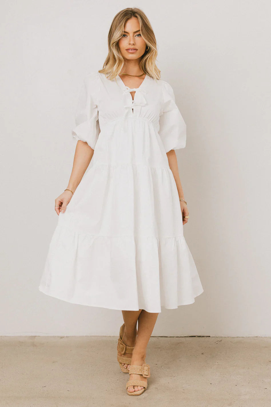 Nadia Midi Dress in Cream