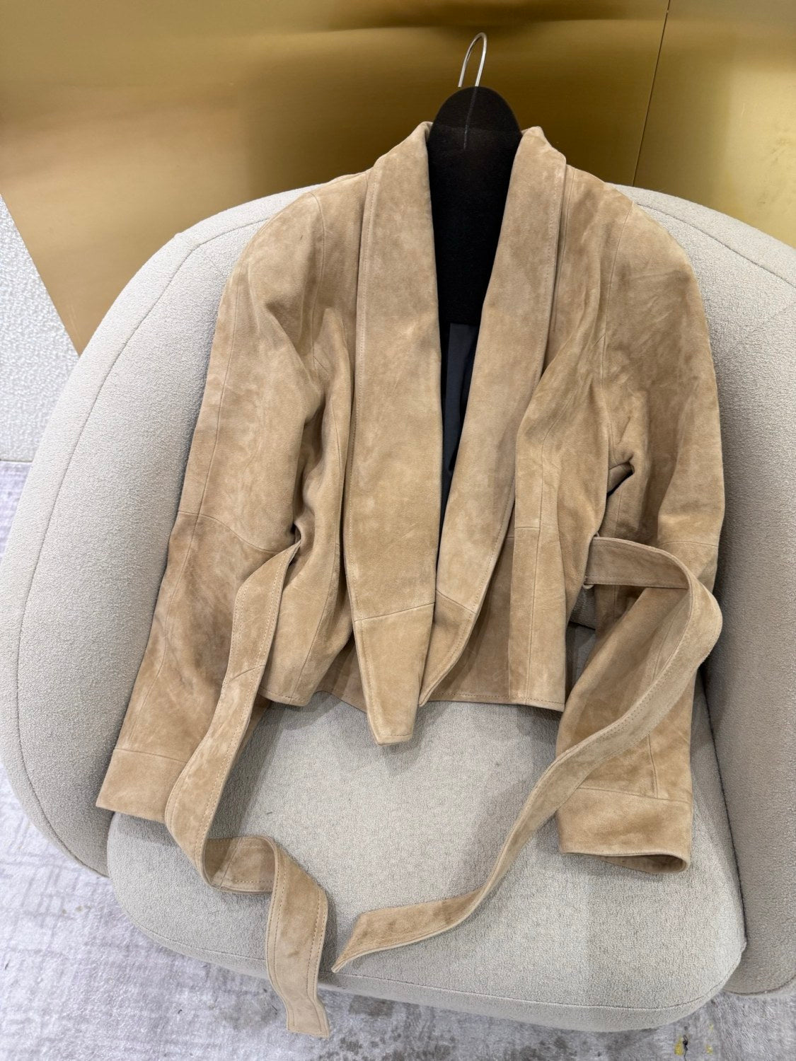 The Row Women's Fall/Winter Goat Suede Buckle-Free Waistcoat With Belt Solid-Color Casual Long Skirt Suit Set Ngvp #2531