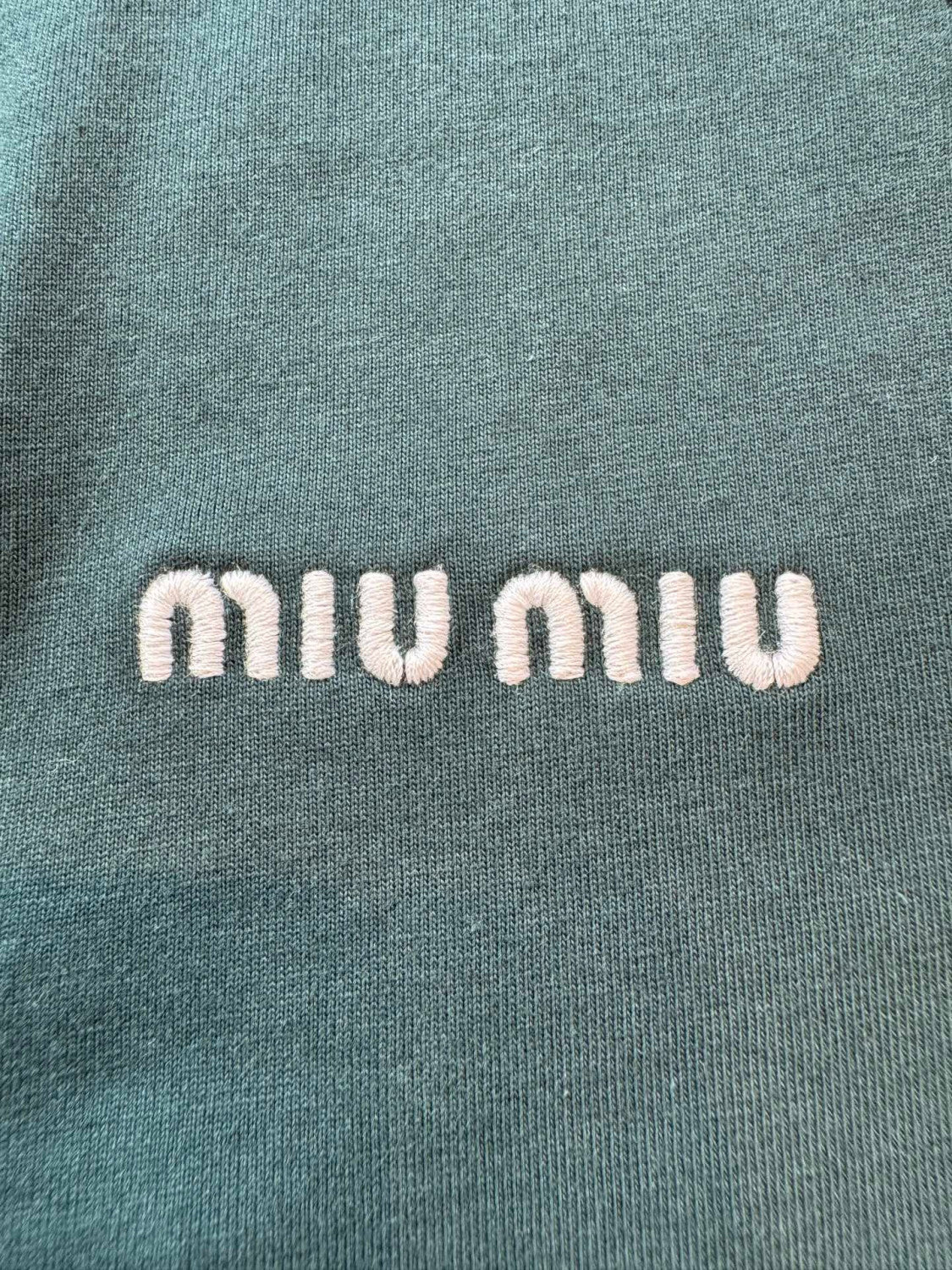 MiuMiu Bottle Green blue Cotton Jersey Polo Shirt #377064