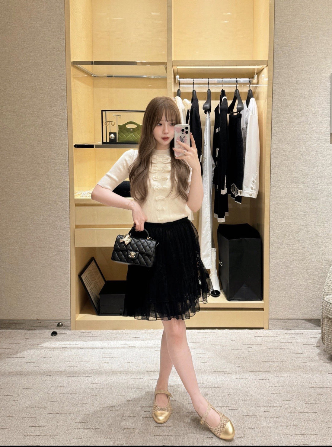 Chanel Top-quality Version Bow Knitted Short Sleeves #376427