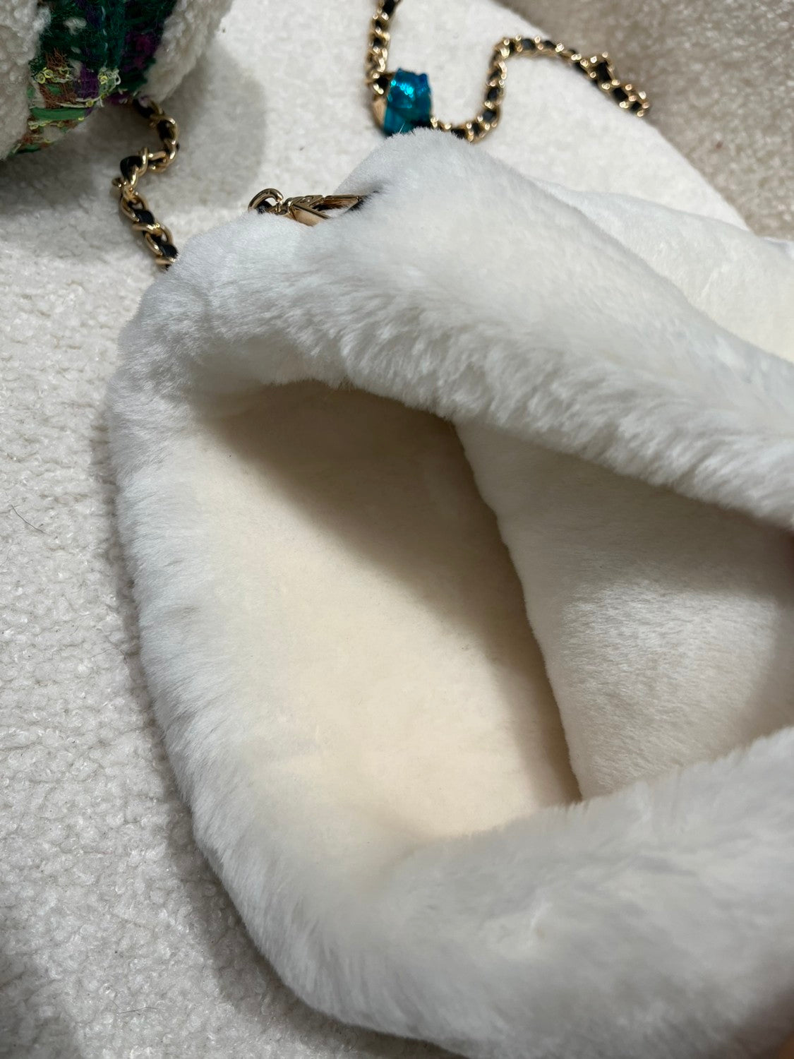 Chanel Muff Earmuffs Shearling Lambskin Tweed Ecru #335043