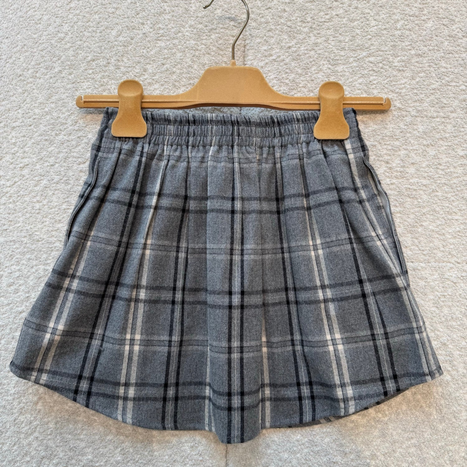 MiuMiu Slate Gray Checked Flannel Shirt Miniskirt #333609