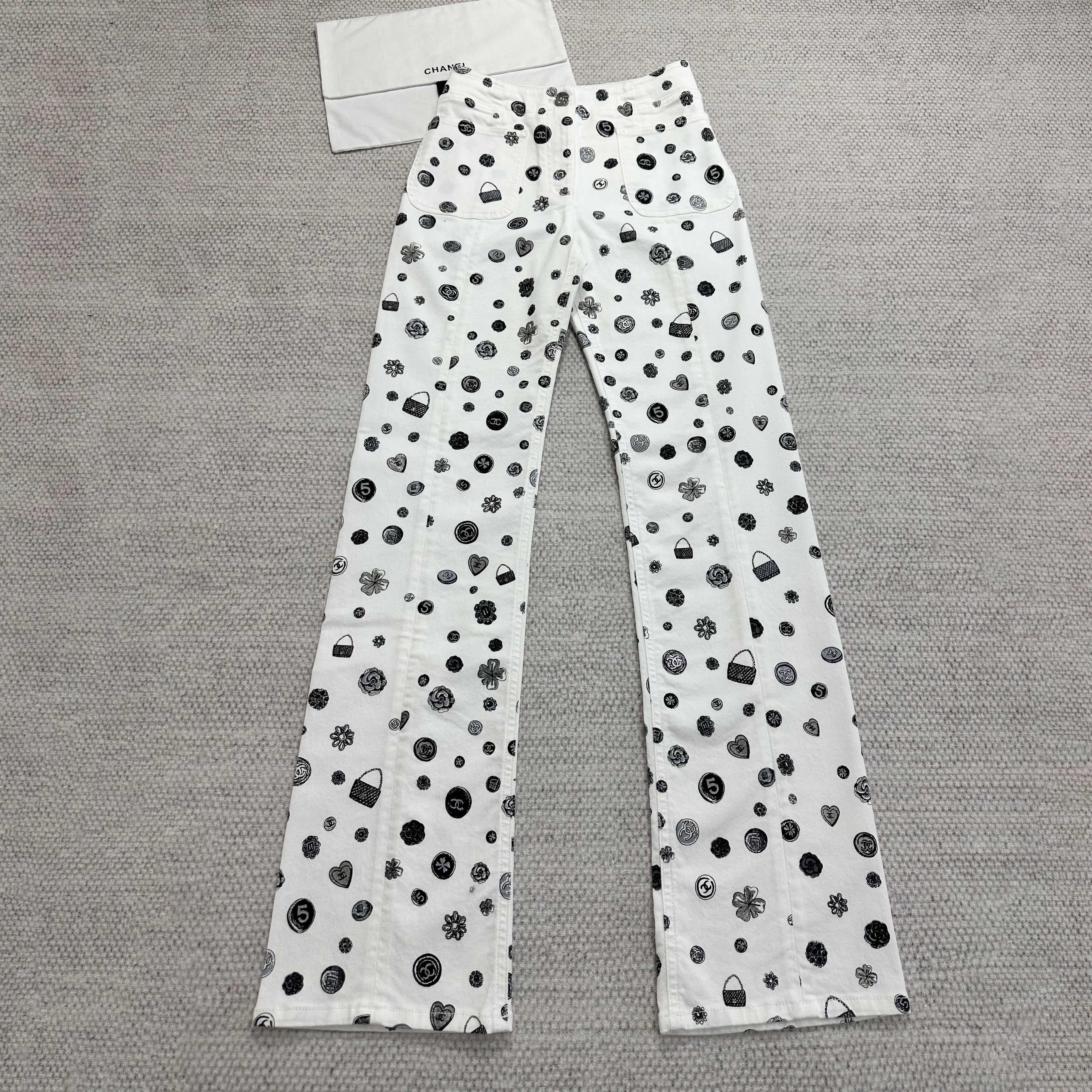 Chanel Women's Spring/Fall Fashion Casual Solid Color Classic Print Long Leg Denim Pants #78936