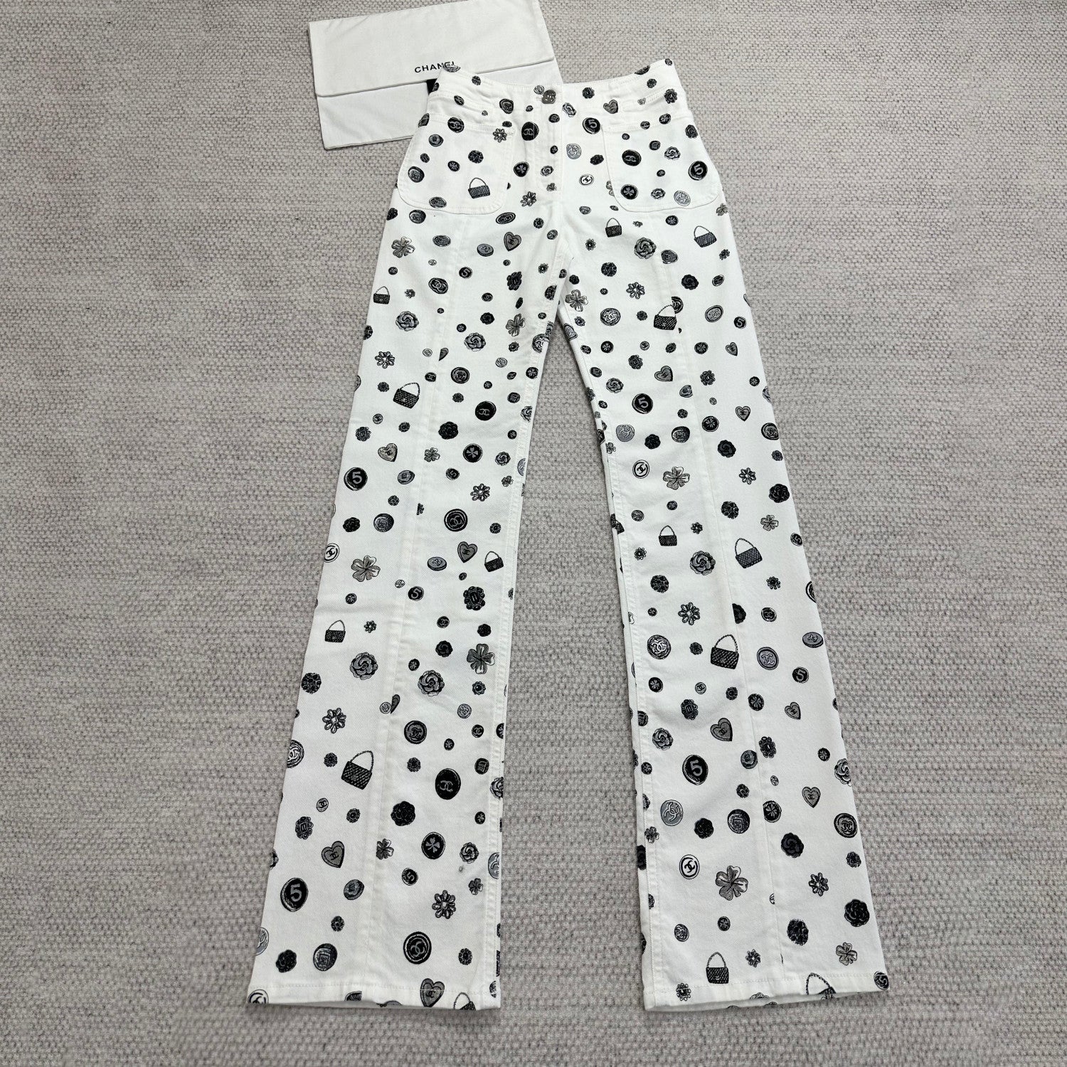 Chanel Women's Spring/Fall Fashion Casual Solid Color Classic Print Long Leg Denim Pants #78936